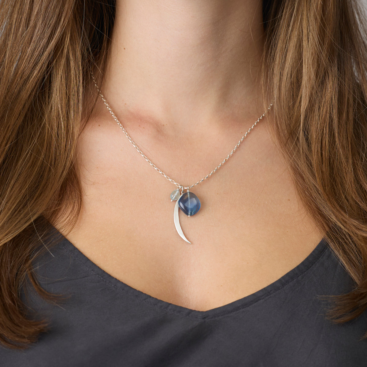 Fluorite Moon Charm Necklace