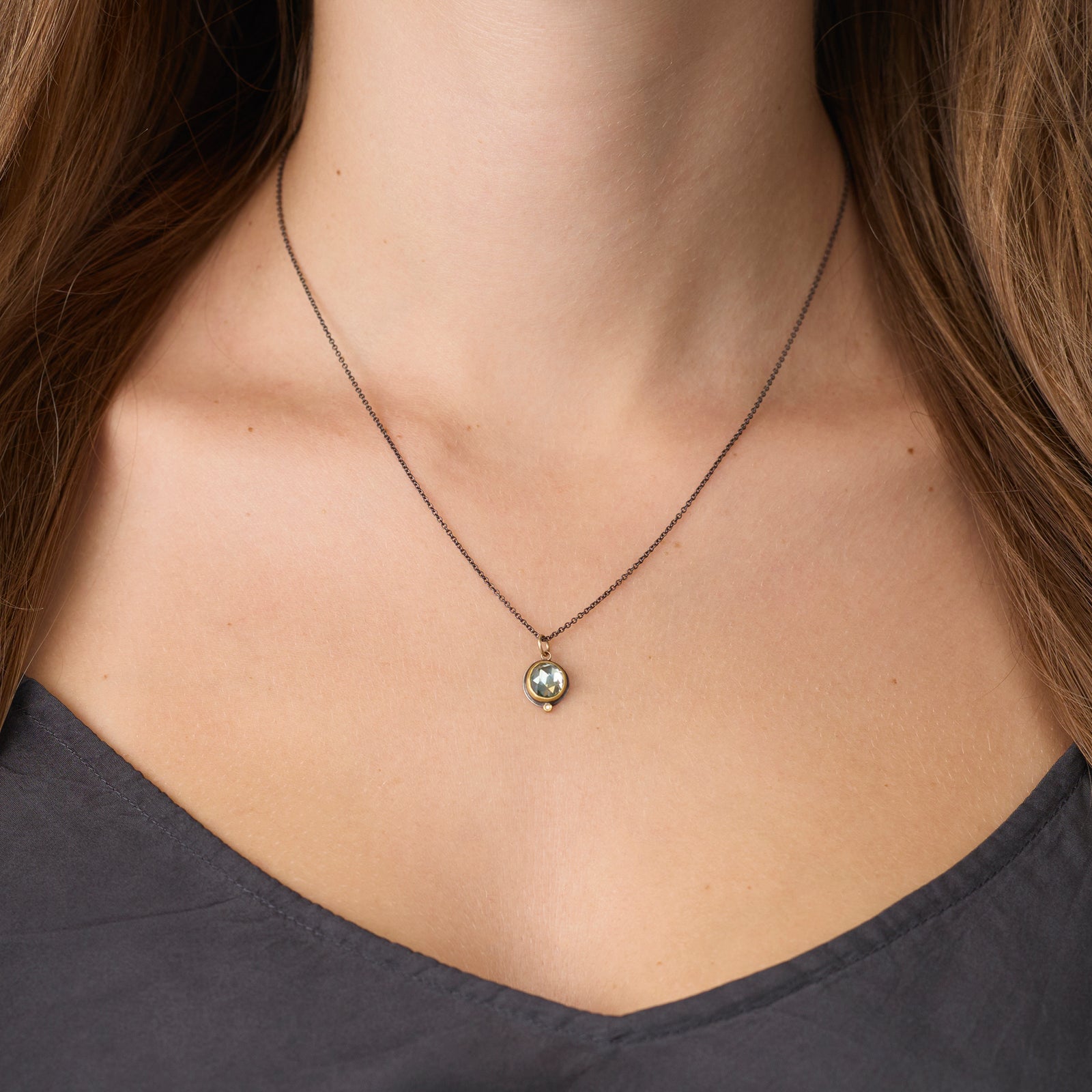 Zircon Necklace with Diamond Dot
