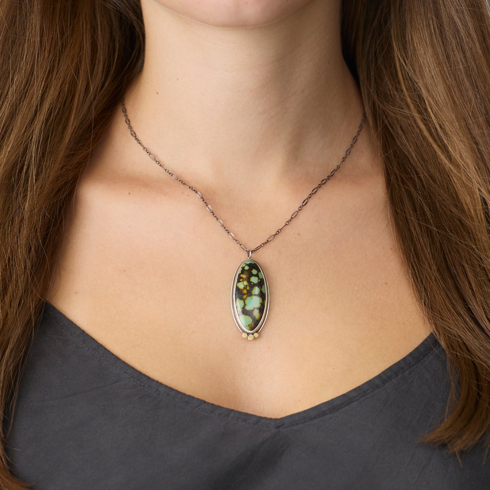 Turquoise Statement Necklace with 22k Dots
