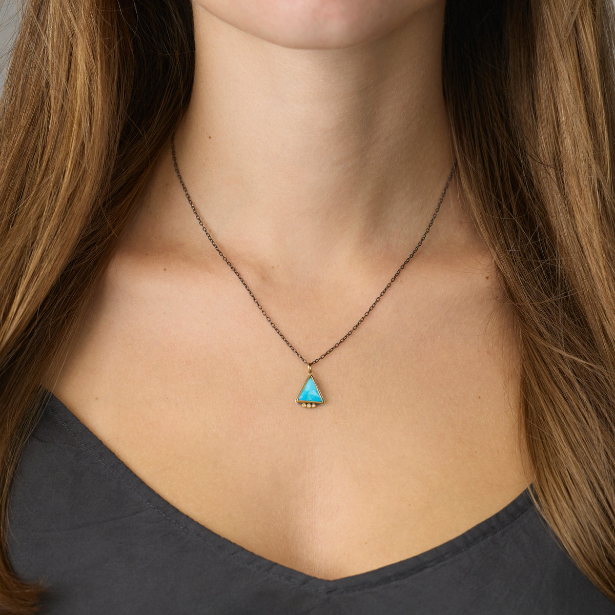 Triangular Turquoise Necklace with Diamonds