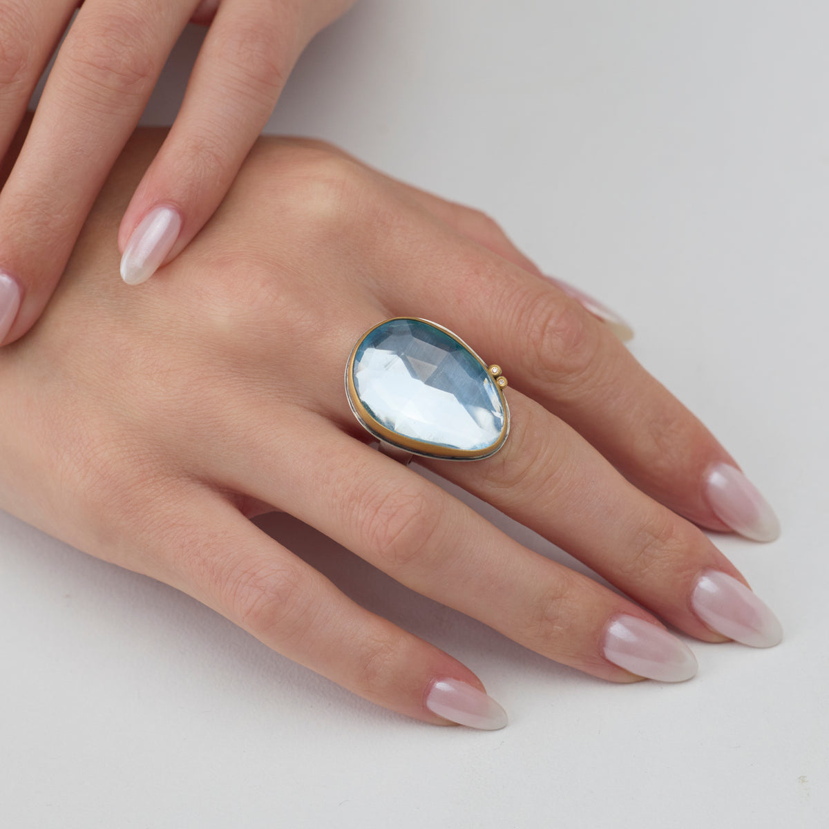 Glacial Topaz Statement Ring with Diamonds