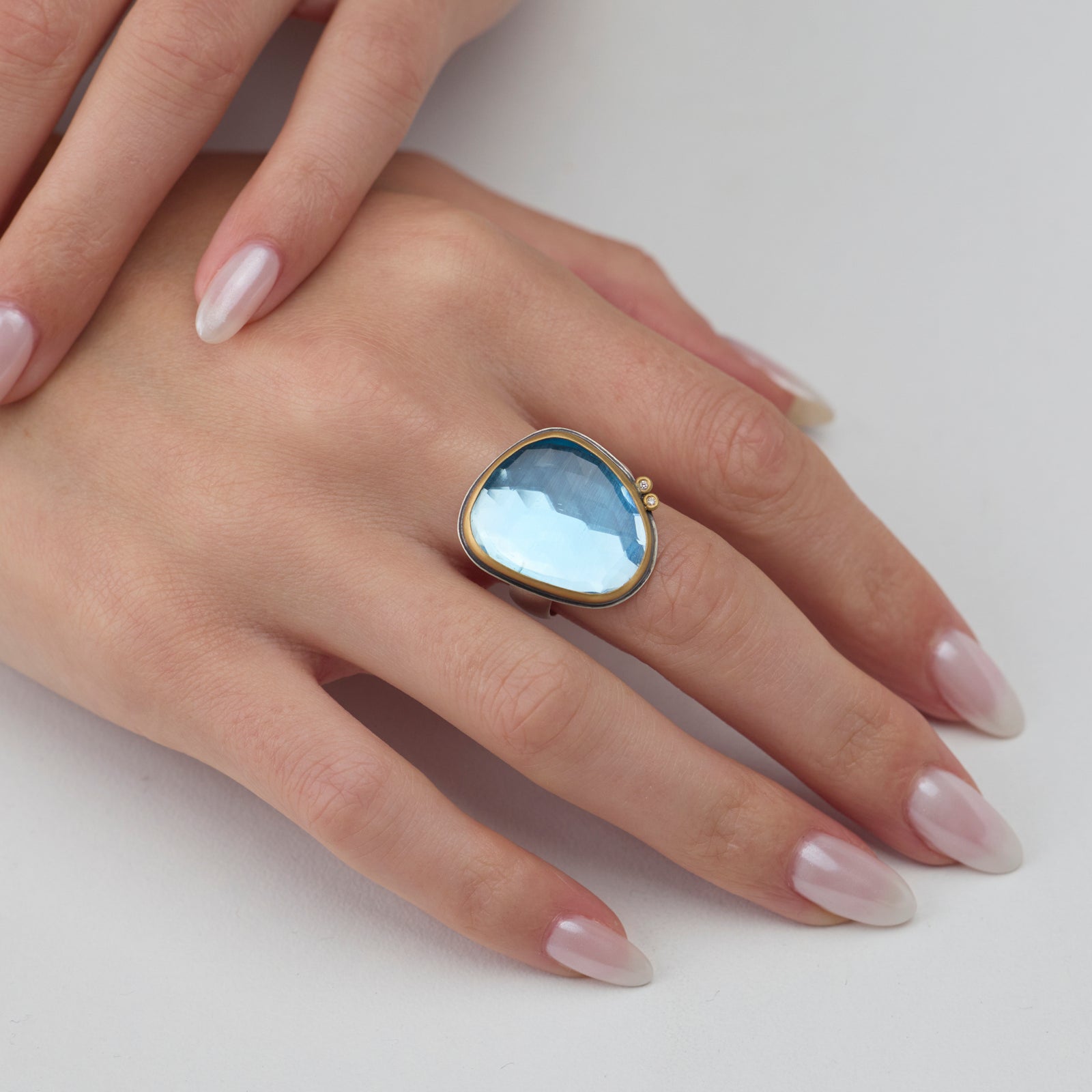 Bright Topaz Statement Ring with Diamonds
