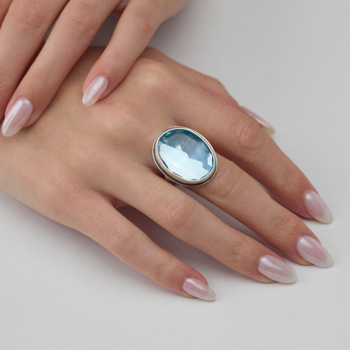 Icy Blue Topaz Statement Ring