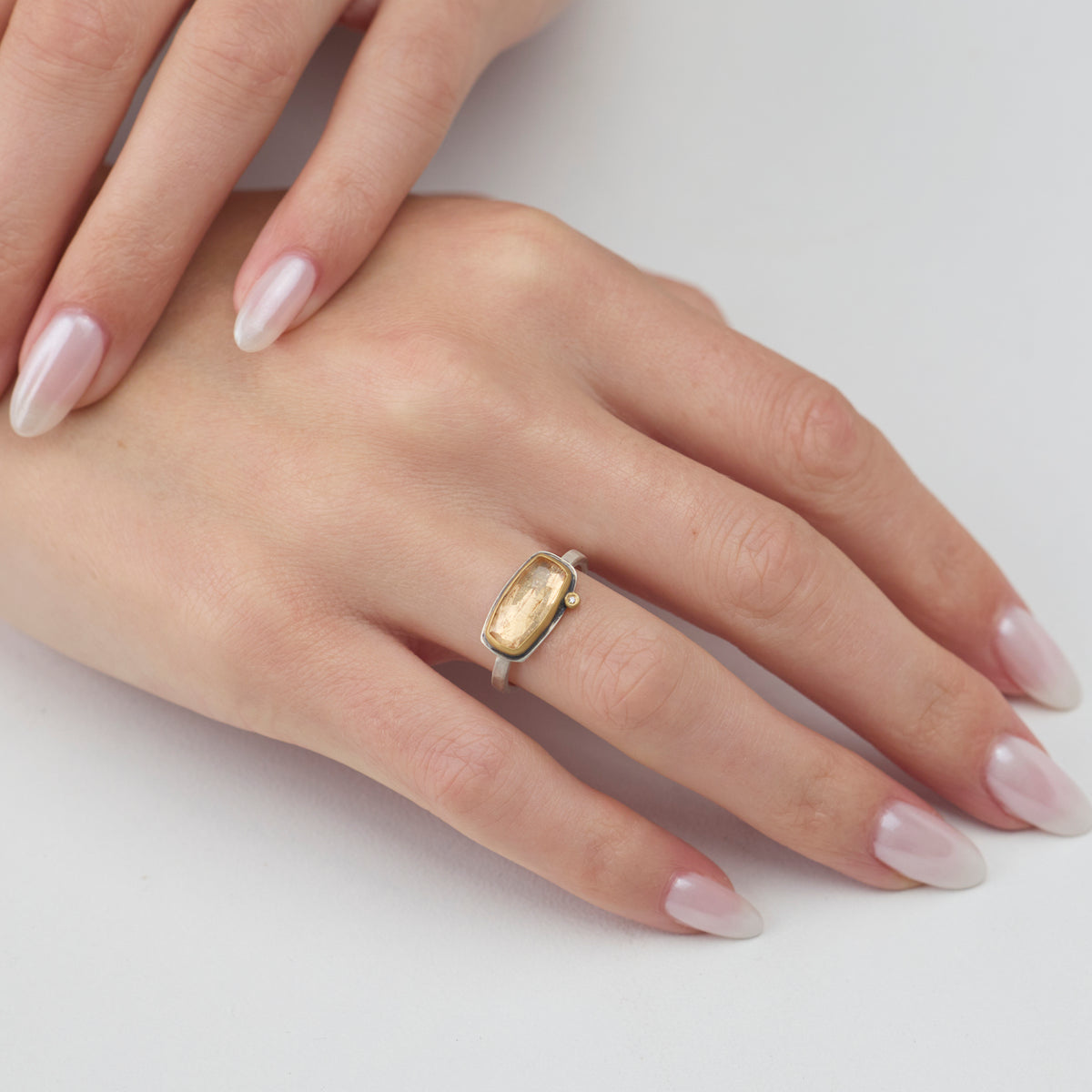 Golden Topaz Ring with Diamond