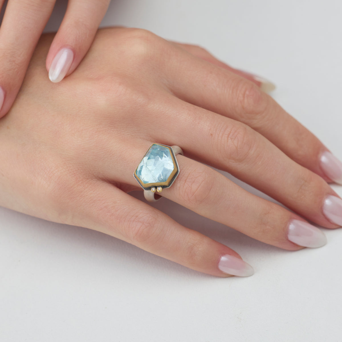Aquamarine Glacier Ring with Diamonds