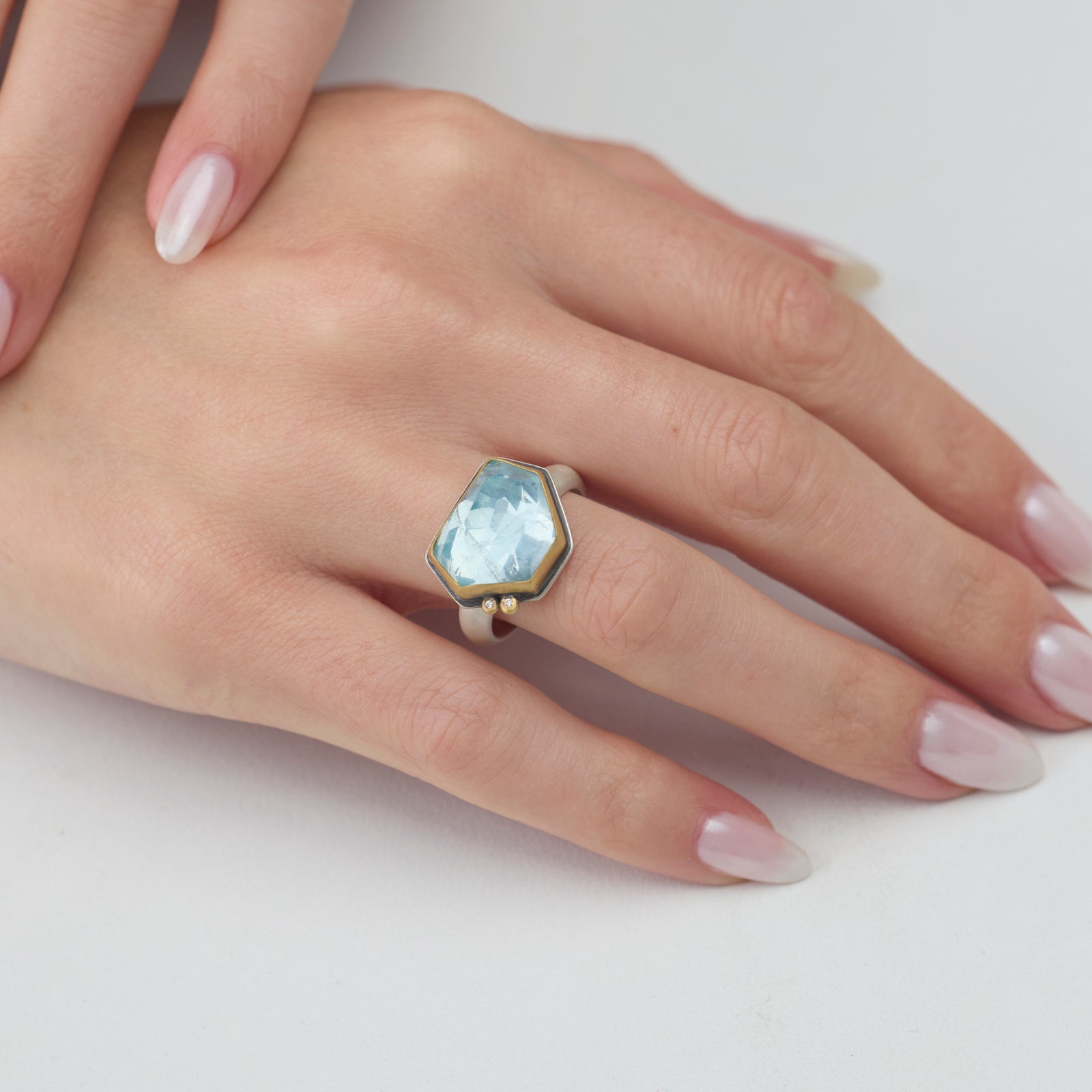 Aquamarine Glacier Ring with Diamonds