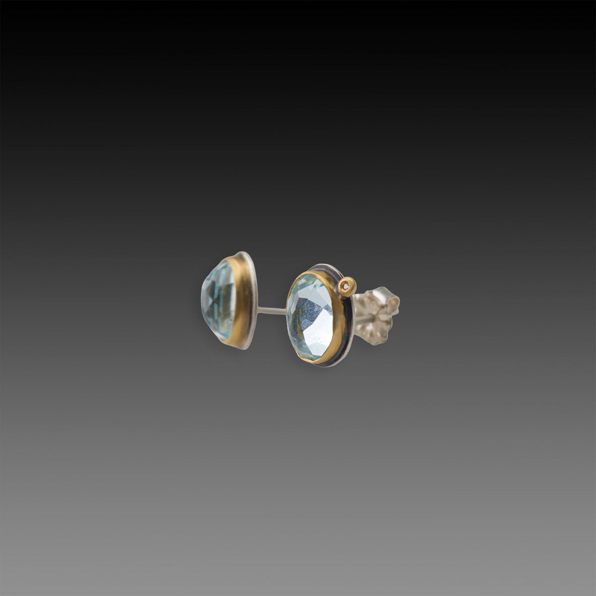 Topaz Stud Earrings with Diamond Dot