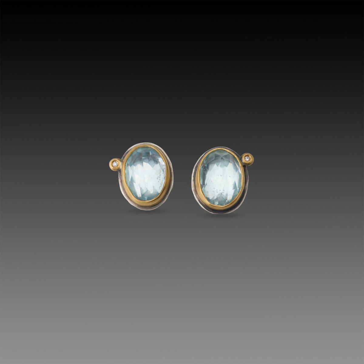 Topaz Stud Earrings with Diamond Dot