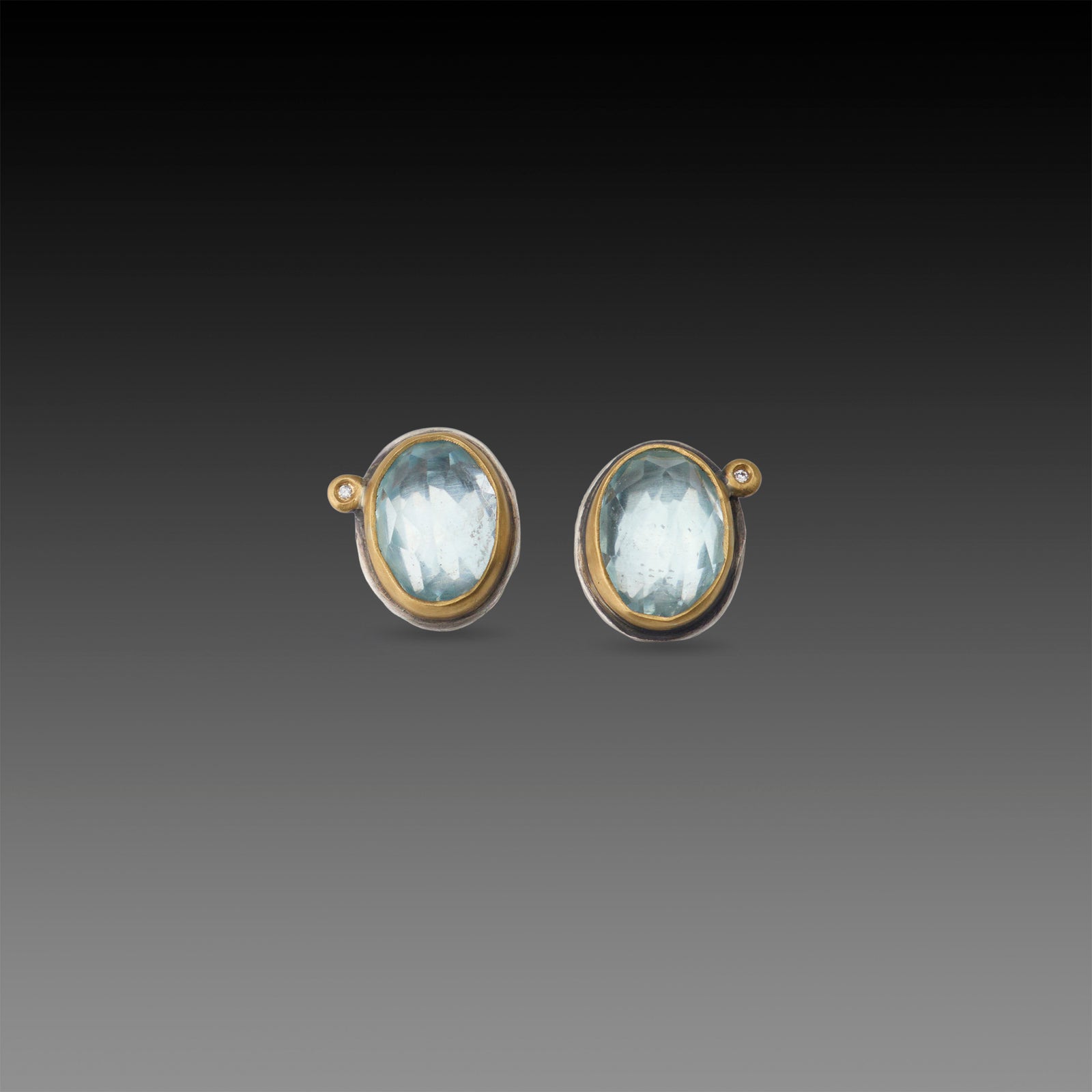Topaz Stud Earrings with Diamond Dot