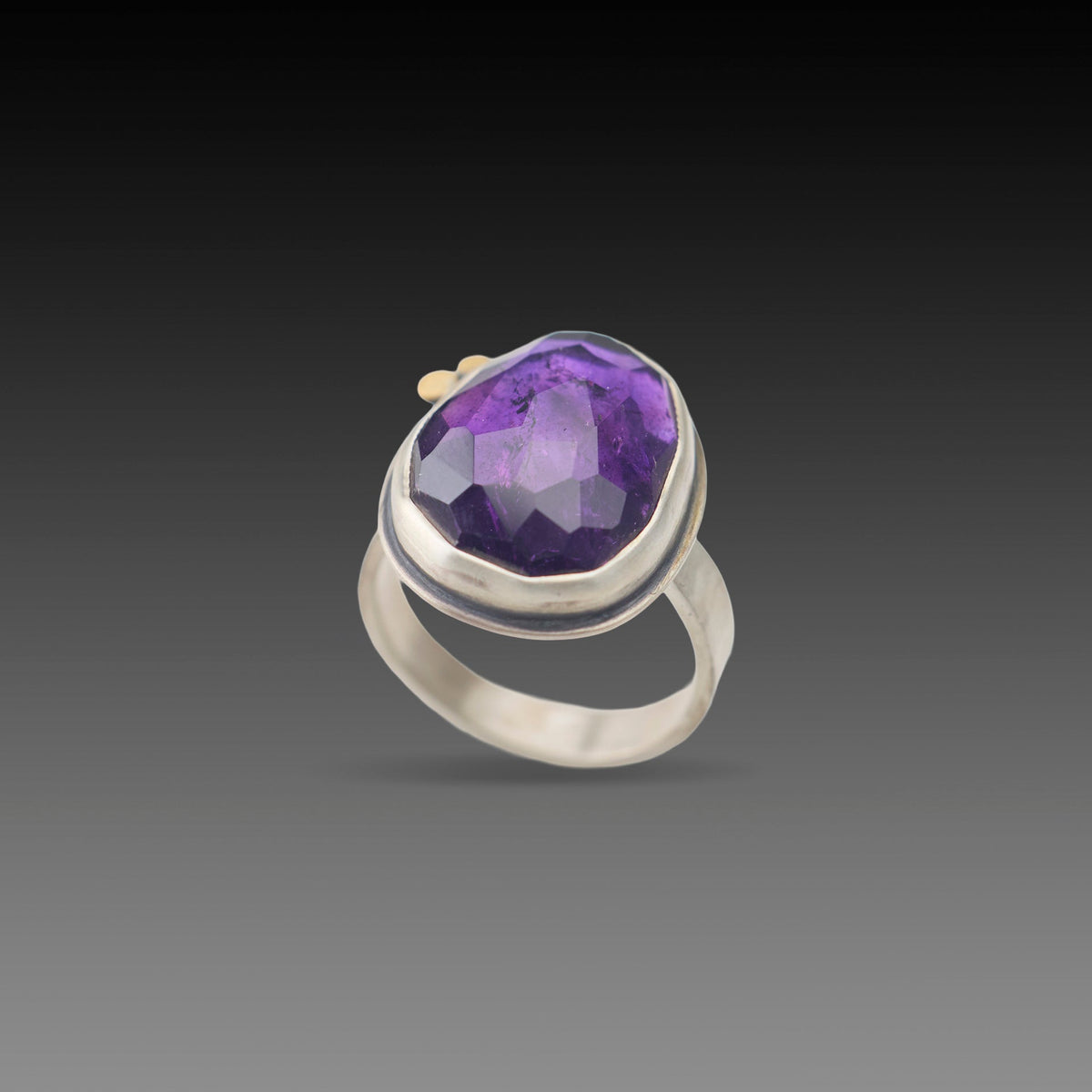 Amethyst Ring with 22k Dots
