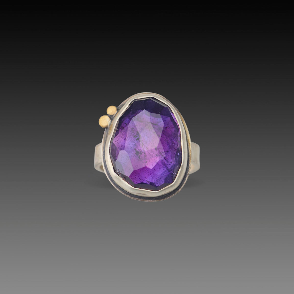 Amethyst Ring with 22k Dots