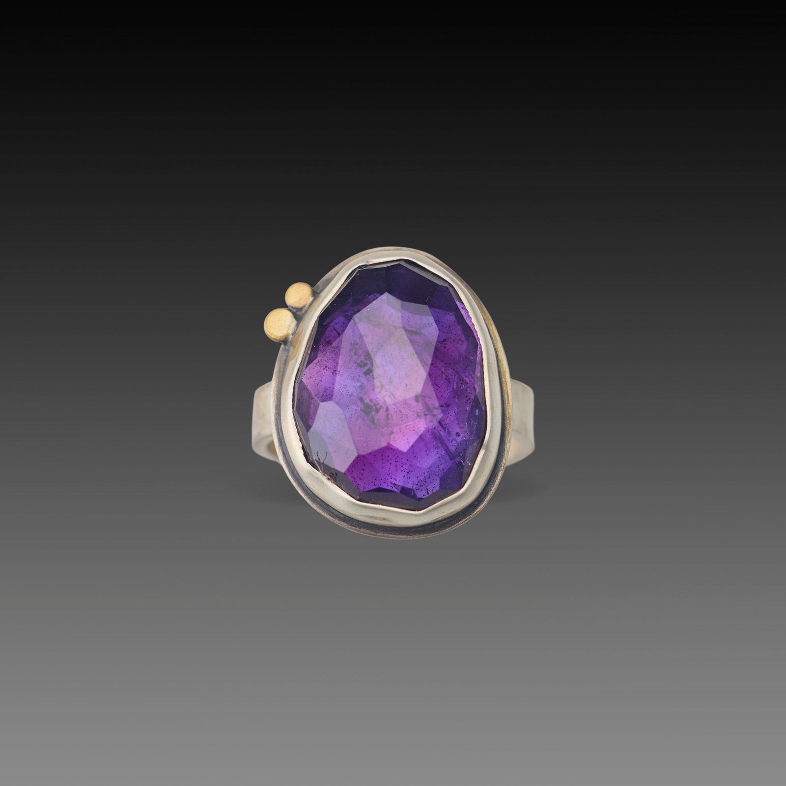 Amethyst Ring with 22k Dots