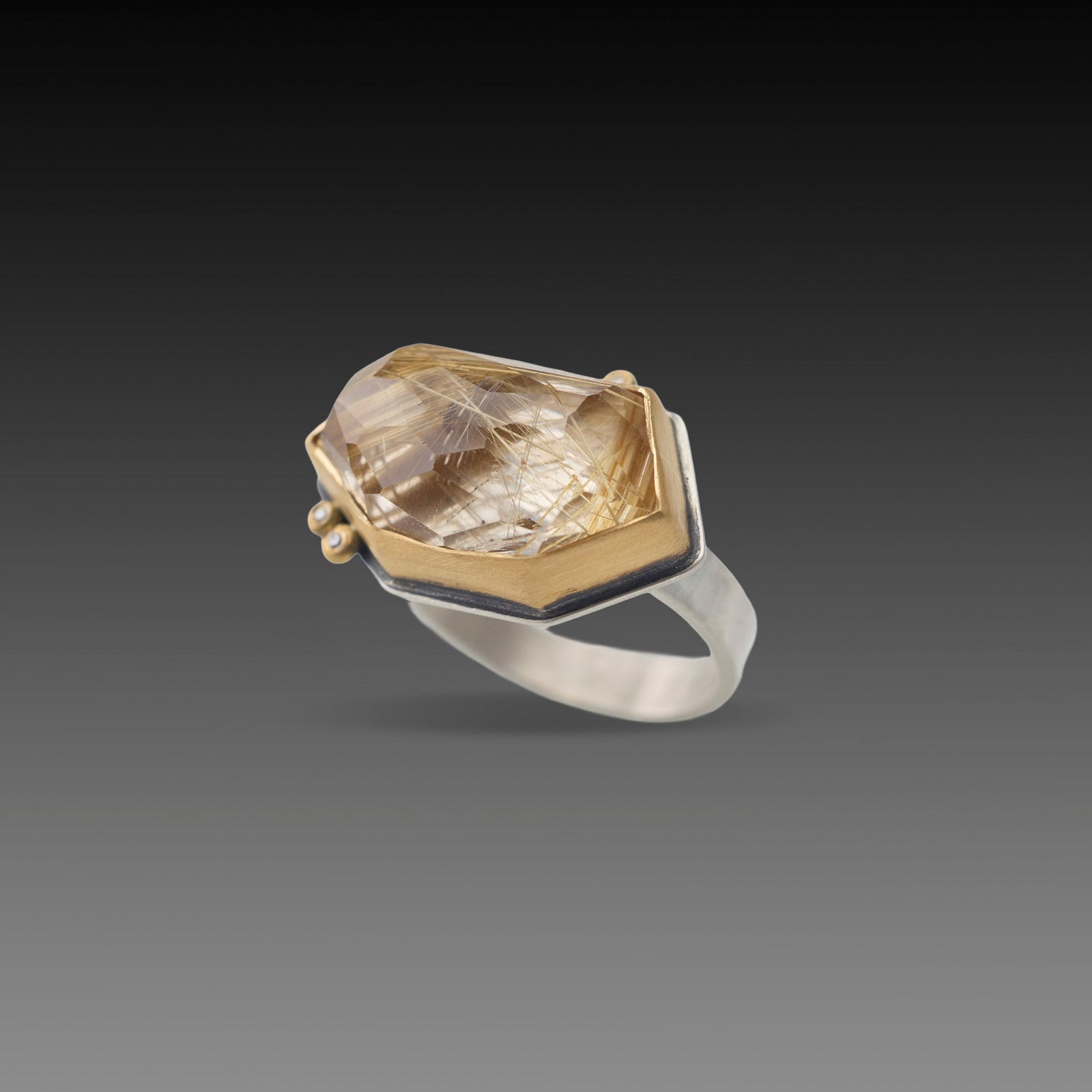 Geometric Rutilated Quartz Ring