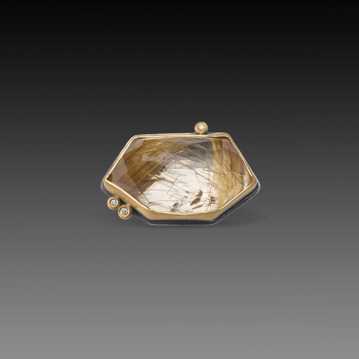 Geometric Rutilated Quartz Ring