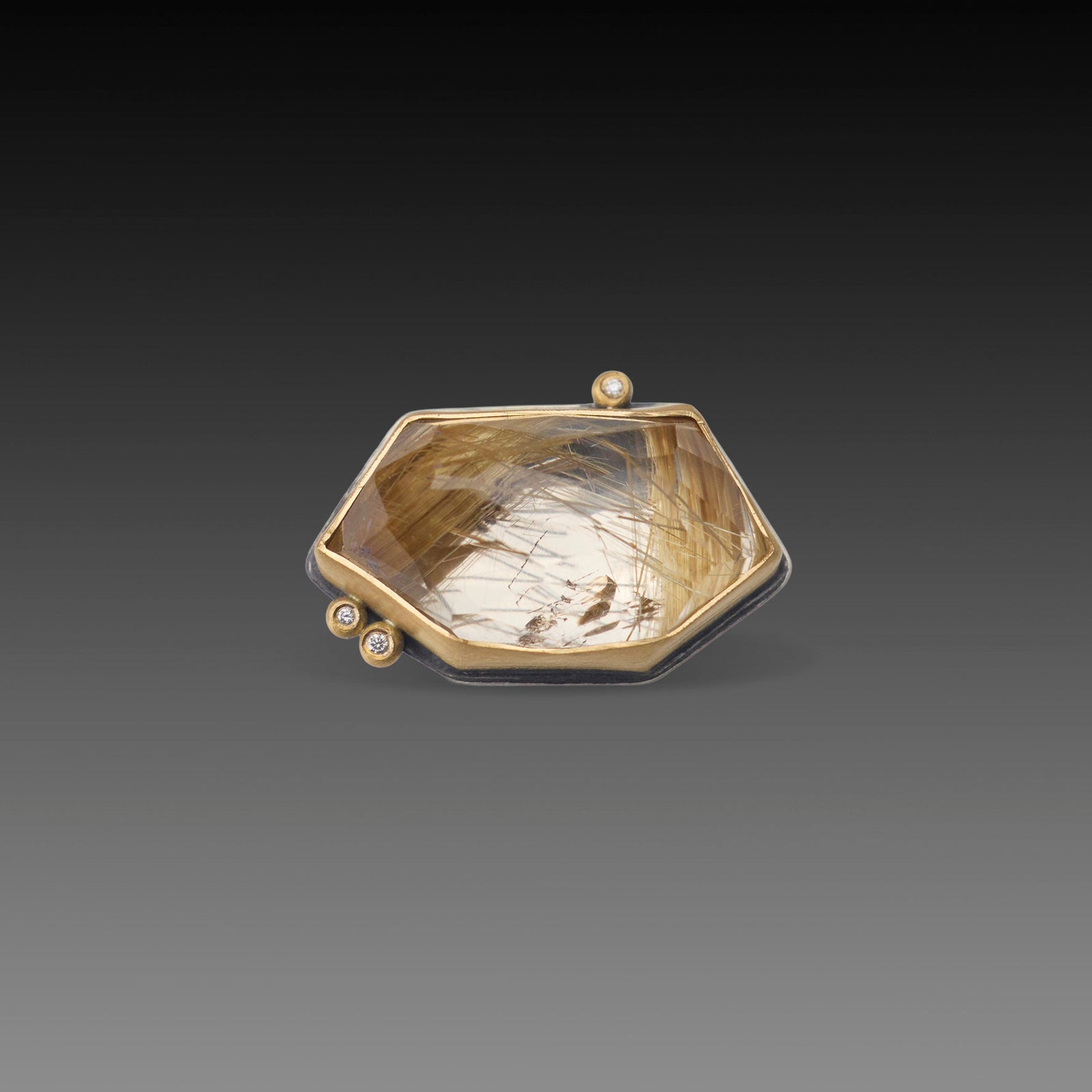 Geometric Rutilated Quartz Ring
