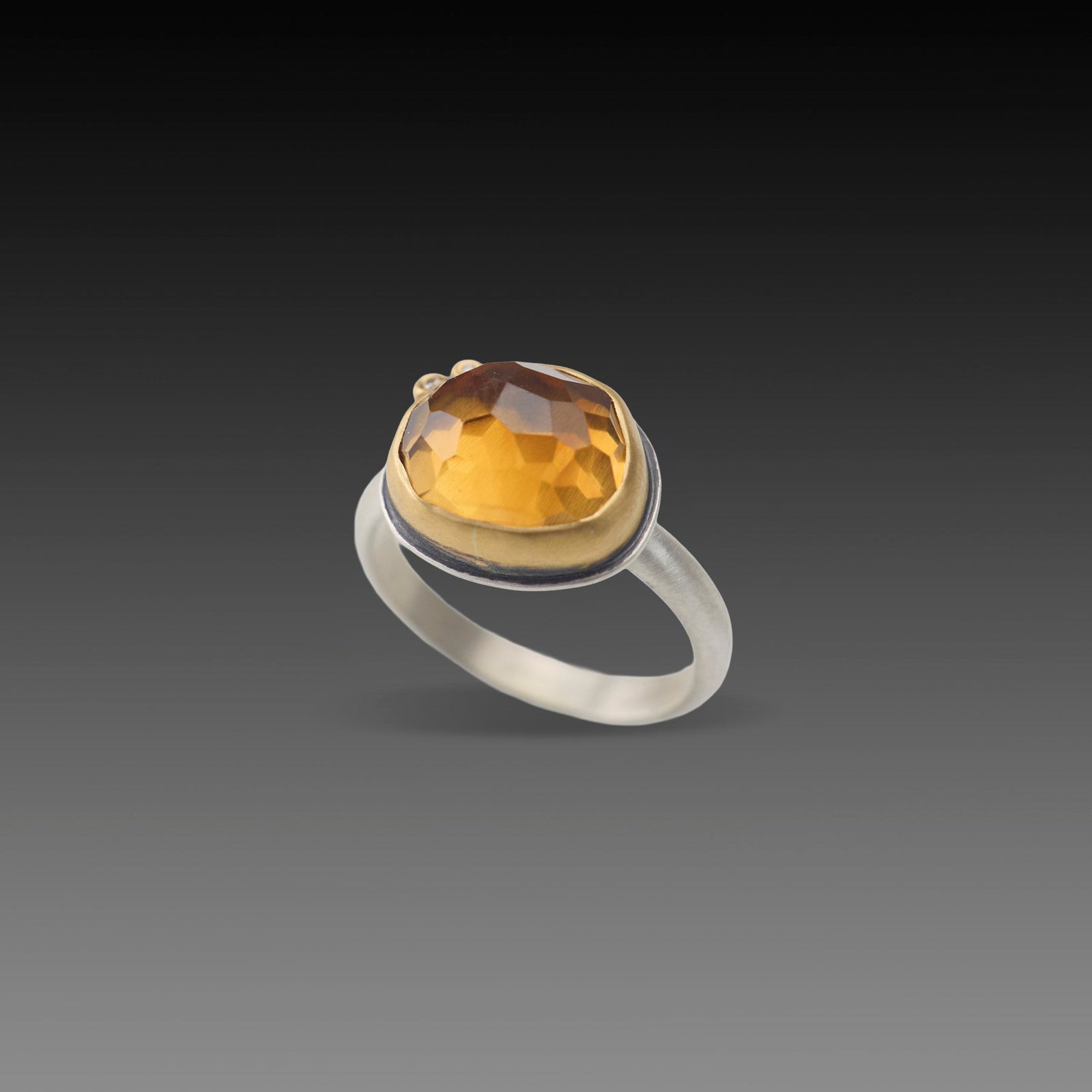 Citrine Glow Ring with Diamond Duo