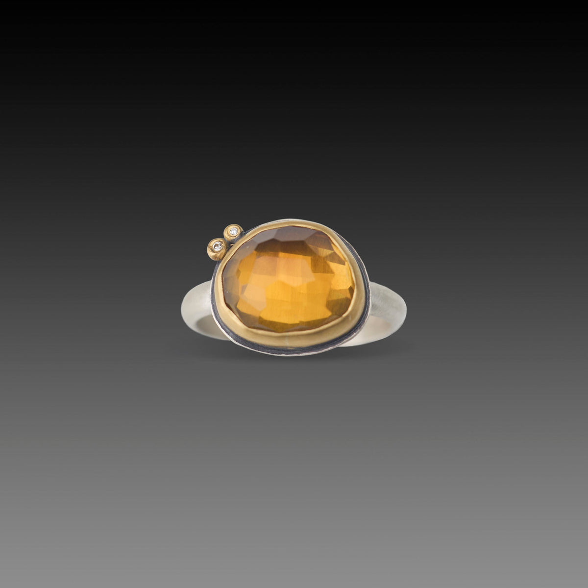 Citrine Glow Ring with Diamond Duo