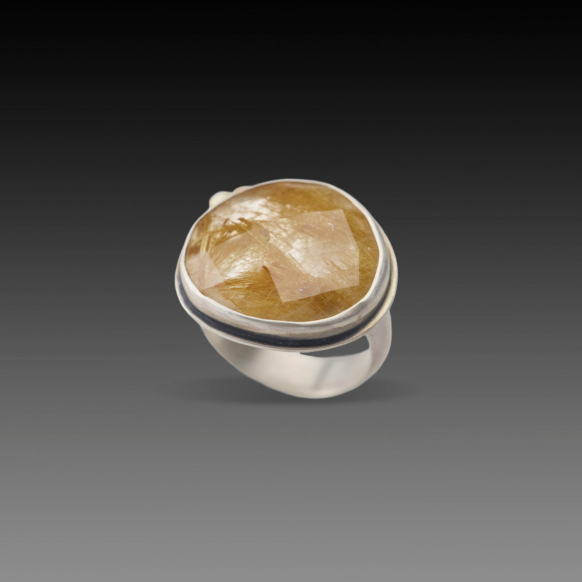 Rutilated Quartz Ring with 22k Dots