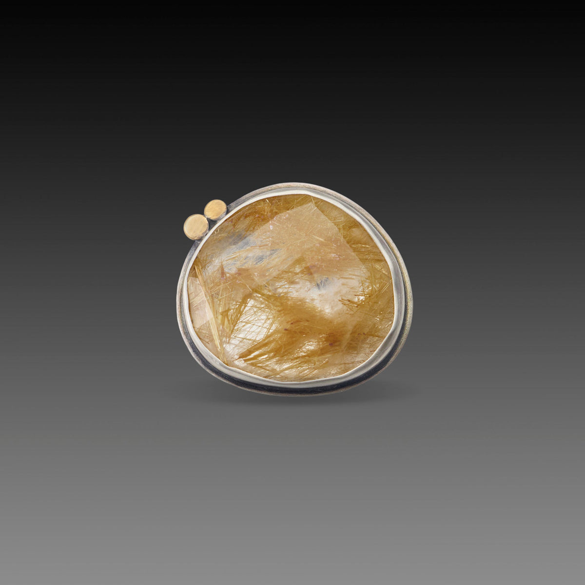 Rutilated Quartz Ring with 22k Dots
