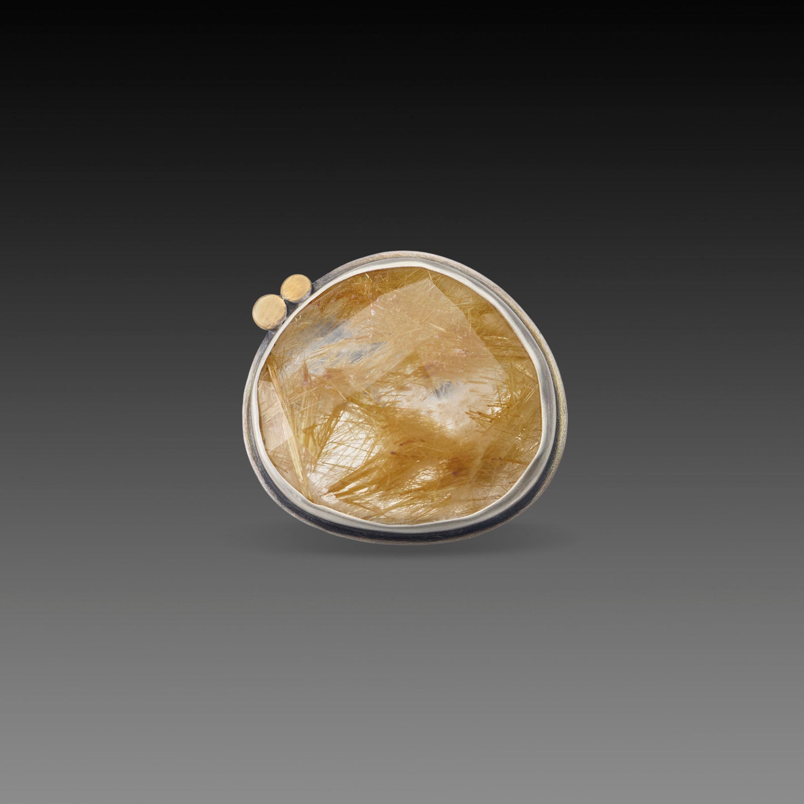 Rutilated Quartz Ring with 22k Dots