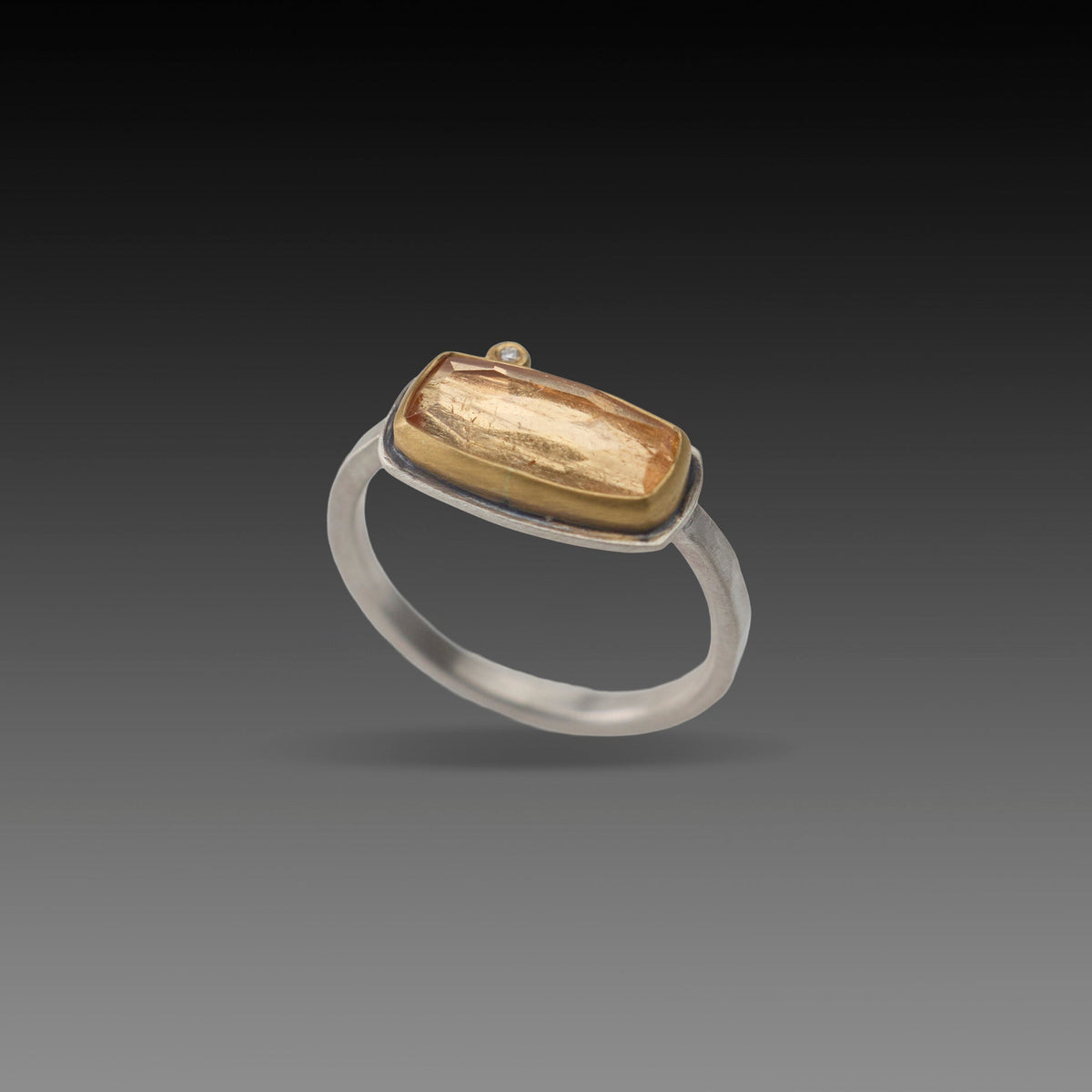 Golden Topaz Ring with Diamond