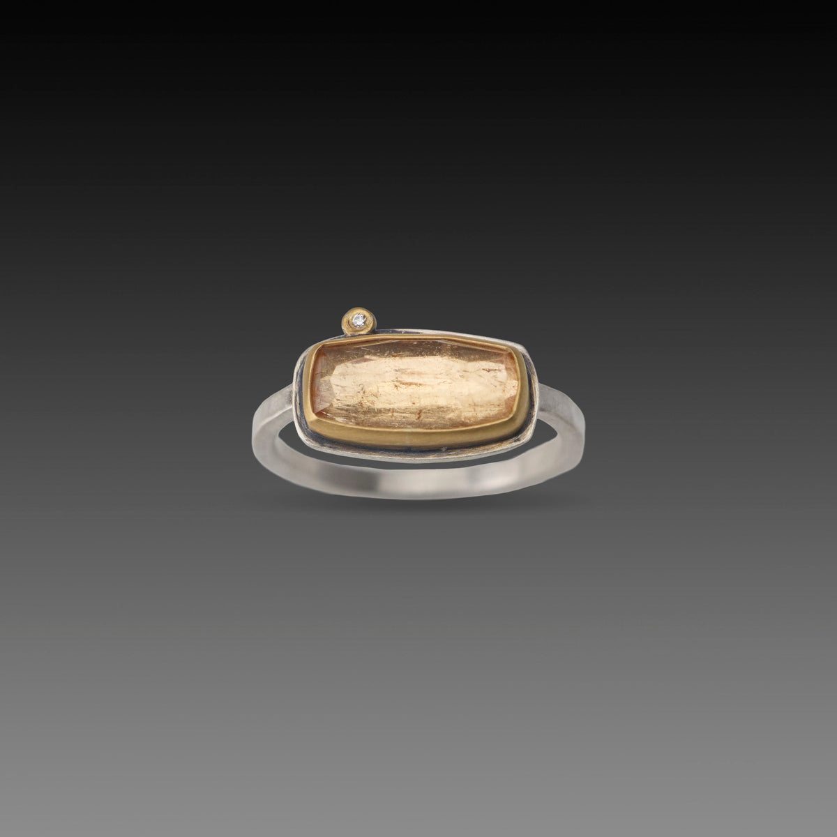 Golden Topaz Ring with Diamond