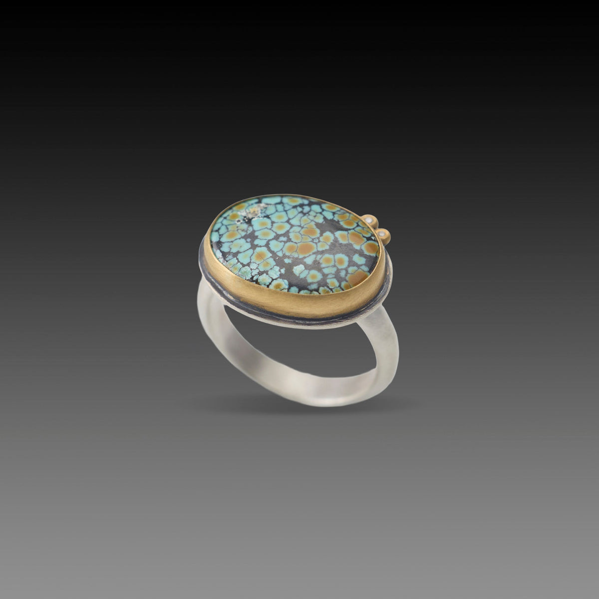Oval Turquoise Ring with Diamonds