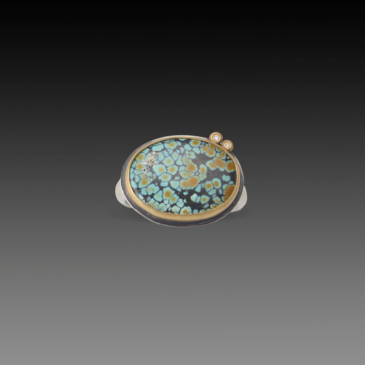 Oval Turquoise Ring with Diamonds