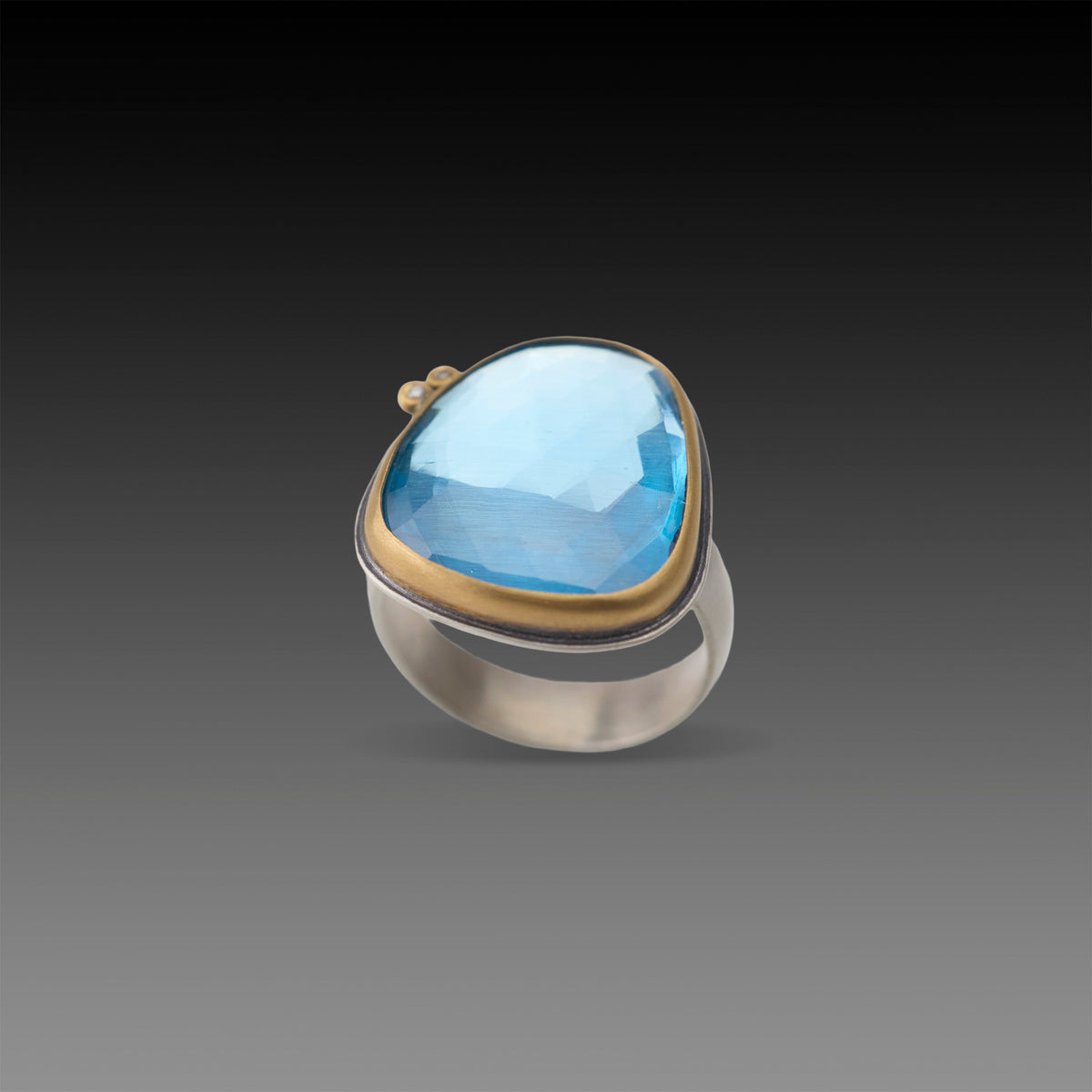 Bright Topaz Statement Ring with Diamonds