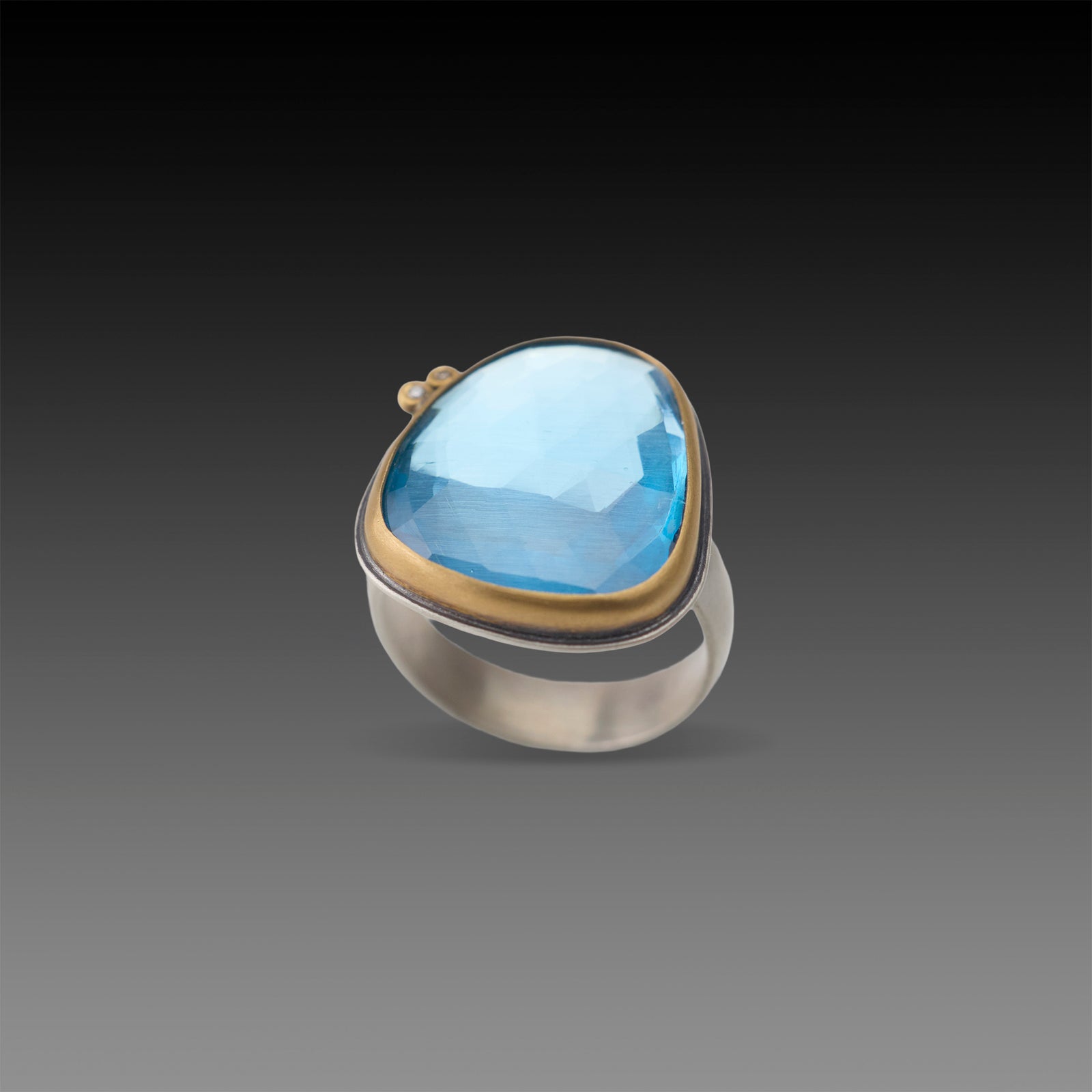 Bright Topaz Statement Ring with Diamonds