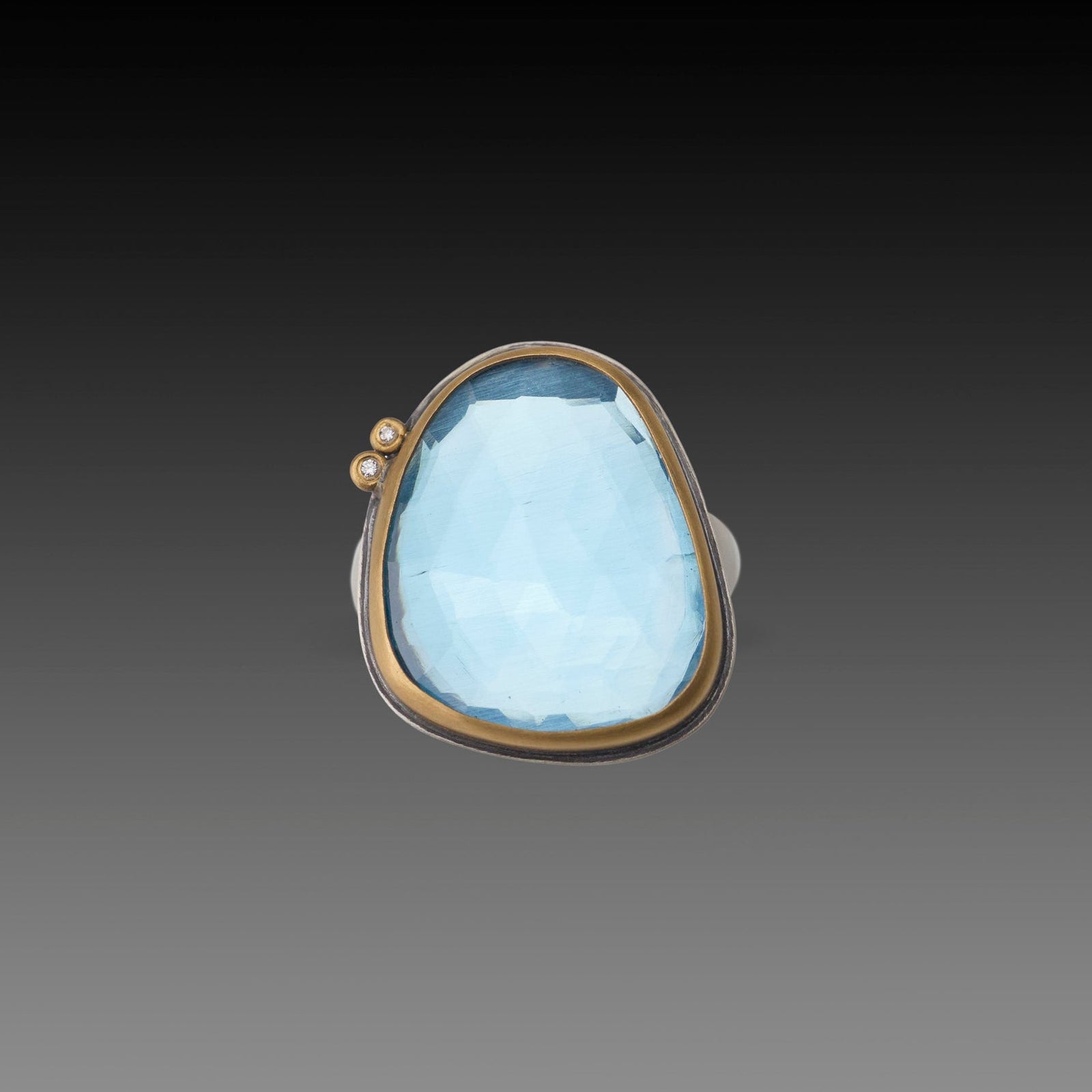 Bright Topaz Statement Ring with Diamonds