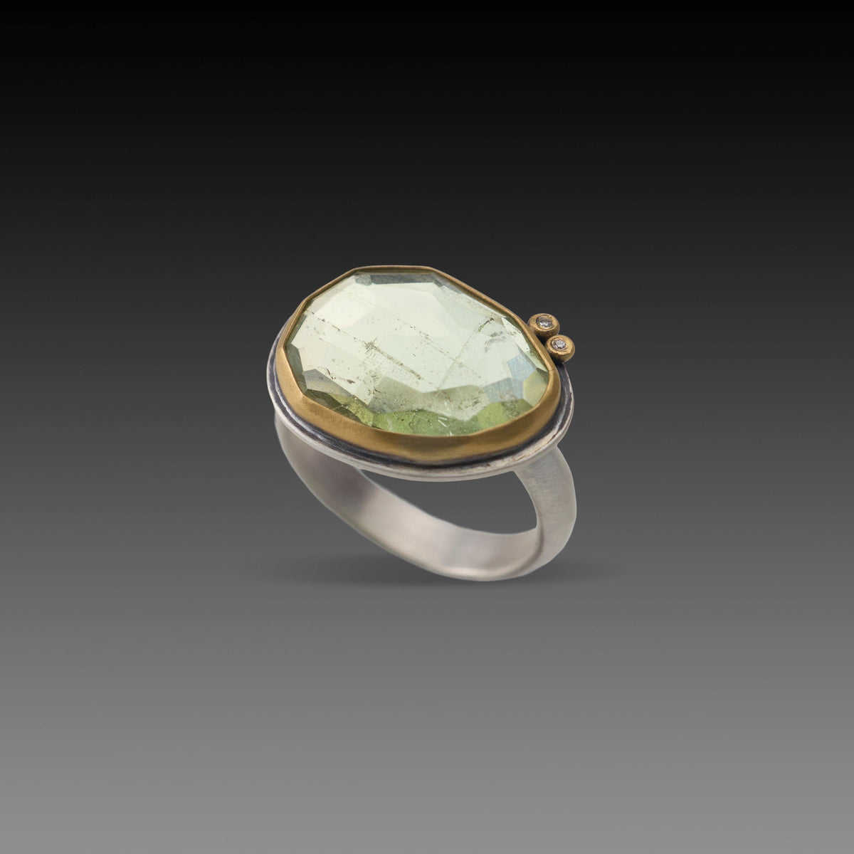 Sage Beryl Ring with Diamonds