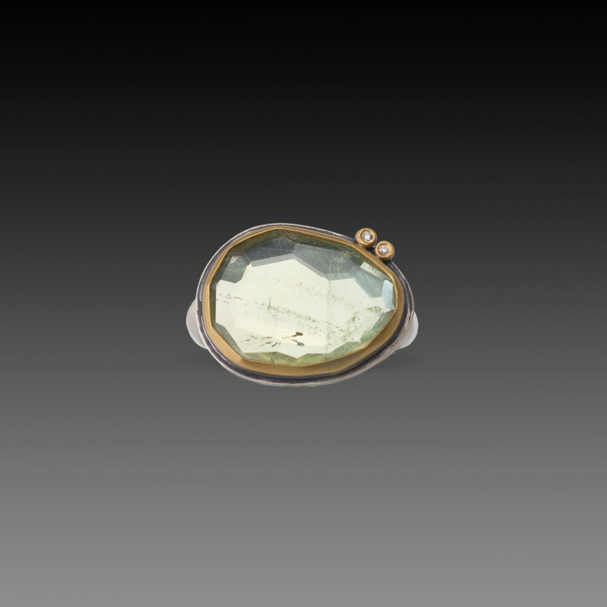 Sage Beryl Ring with Diamonds