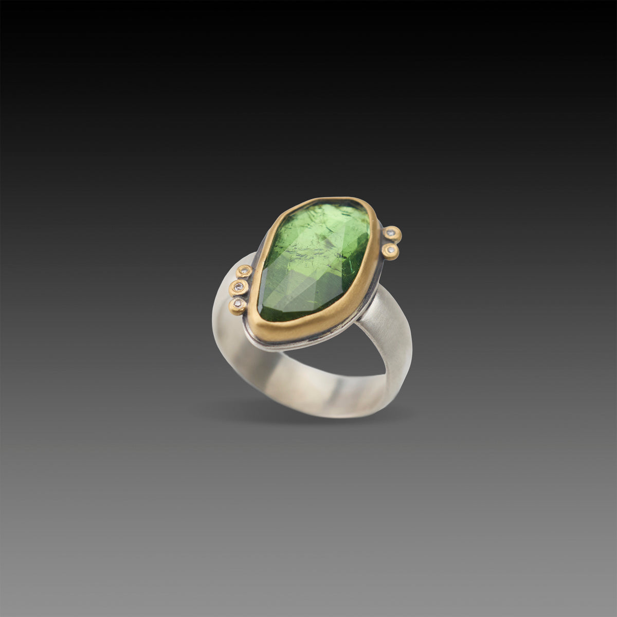 Spring Green Tourmaline Ring with Diamonds