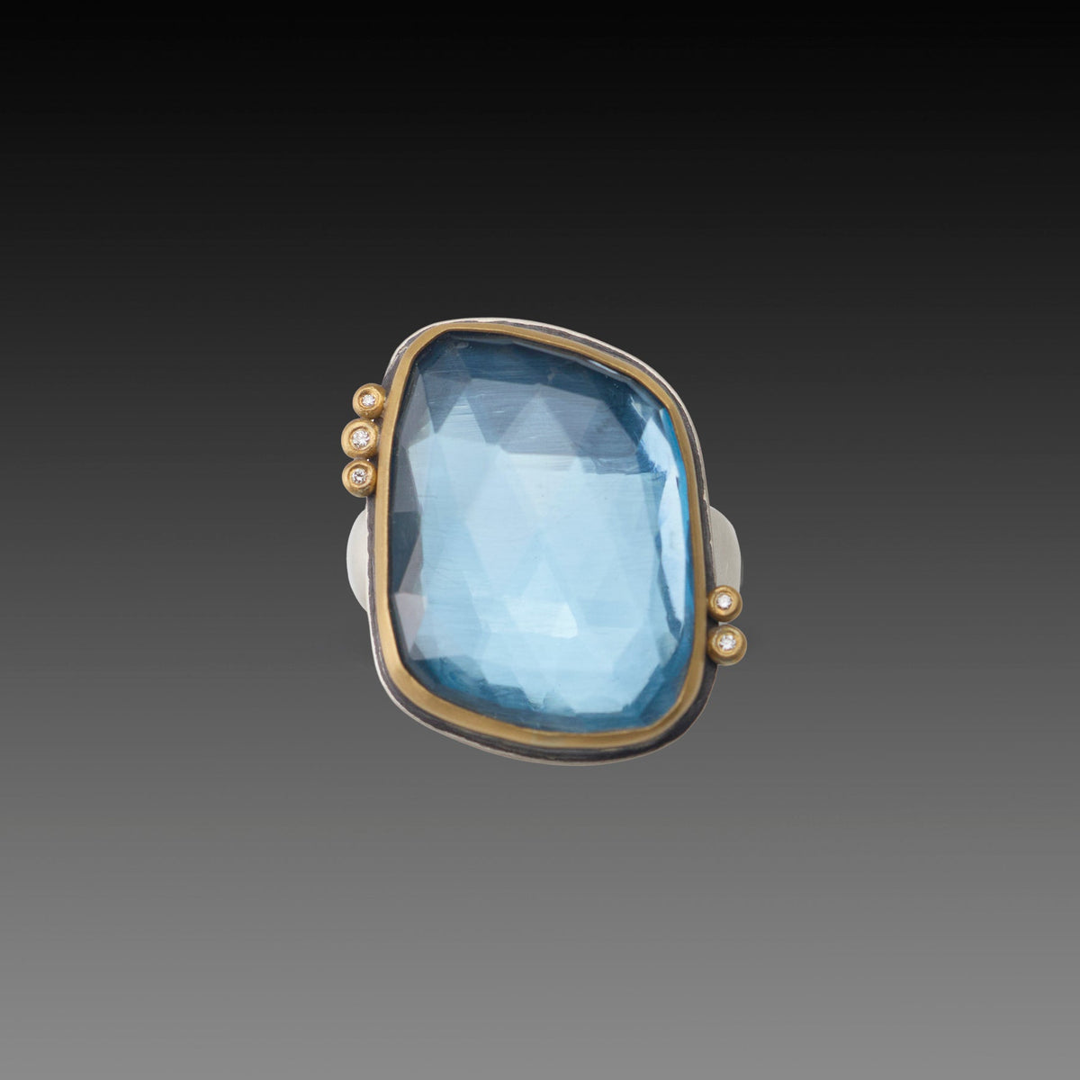 London Blue Topaz Statement Ring with Diamonds