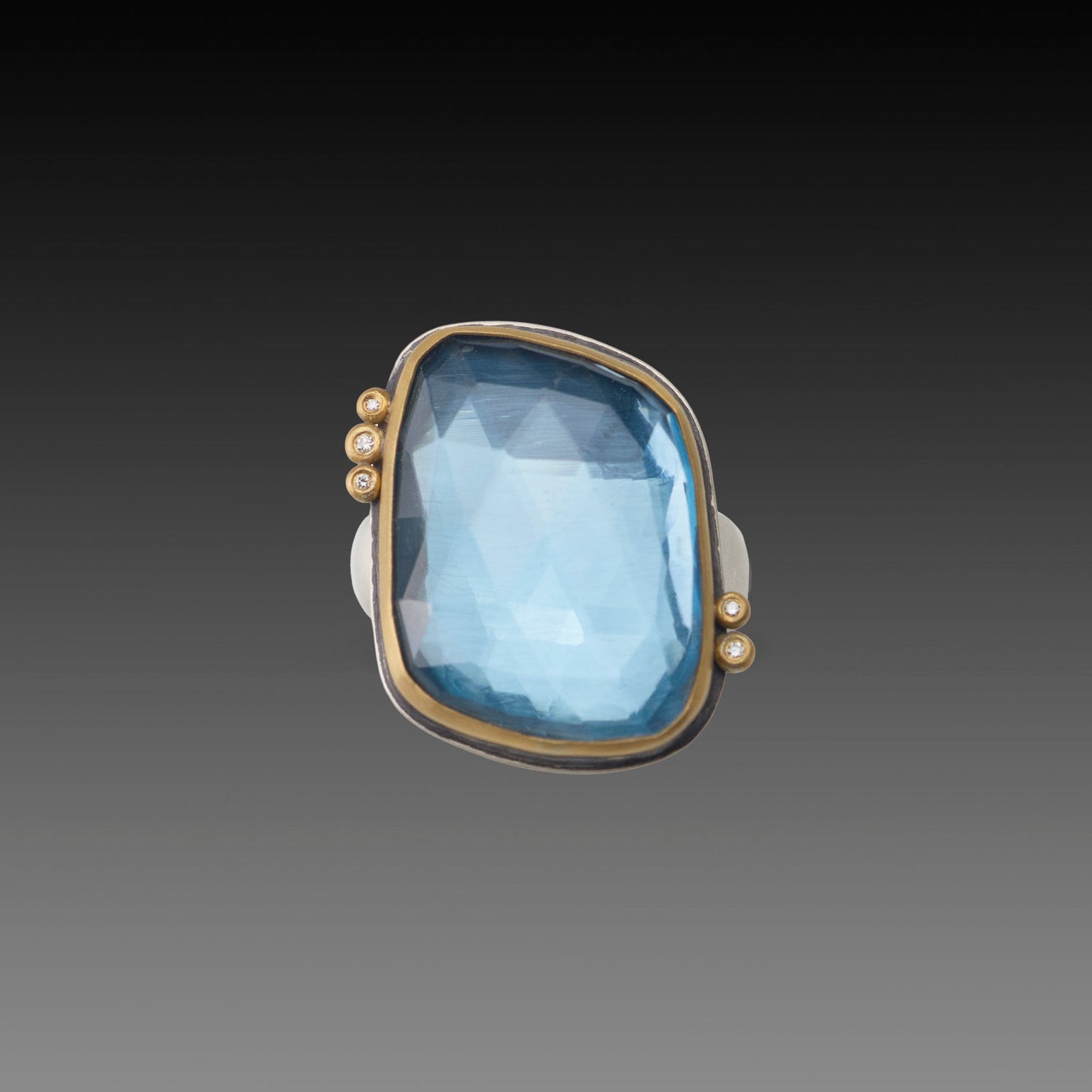 London Blue Topaz Statement Ring with Diamonds