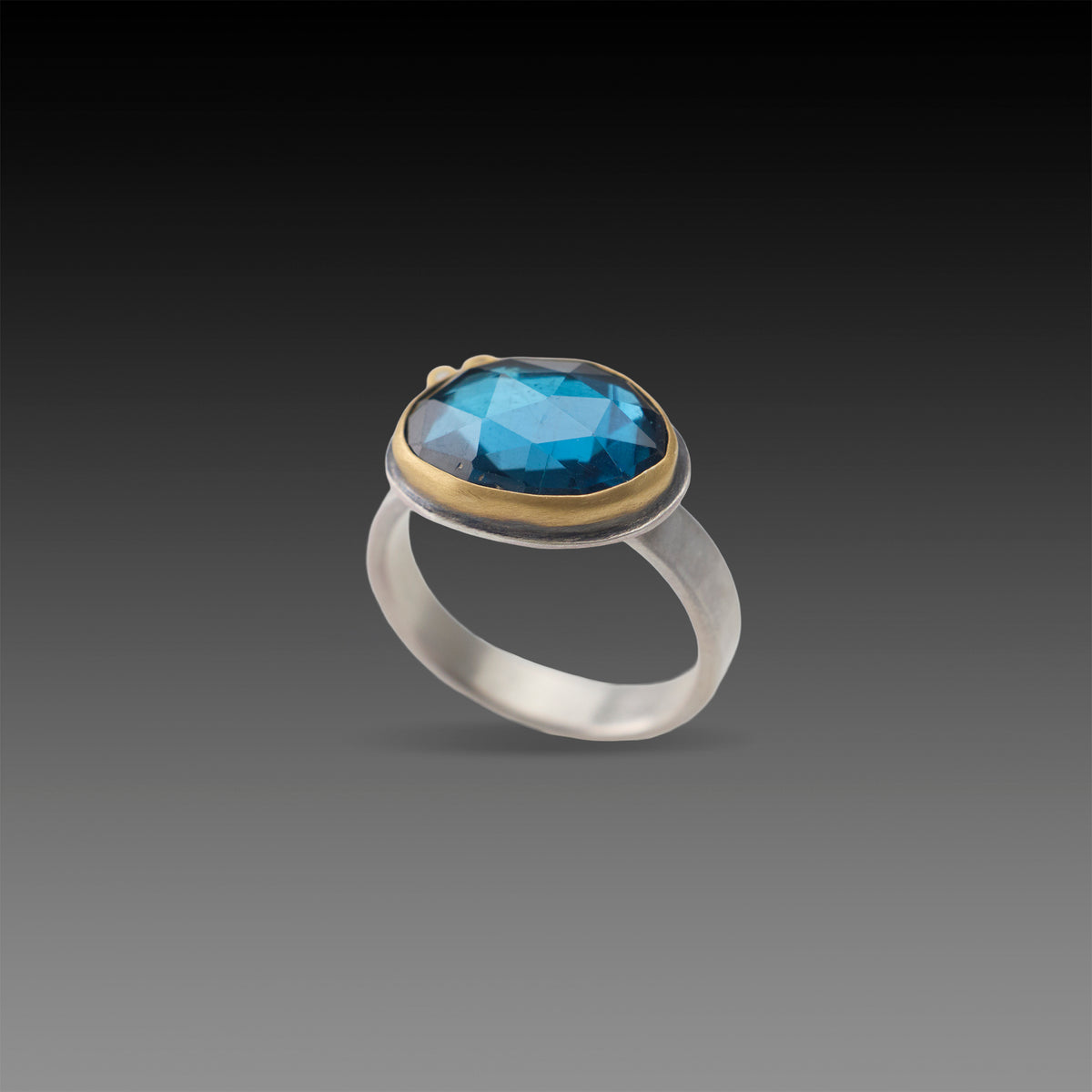 London Blue Topaz Ring with Diamonds
