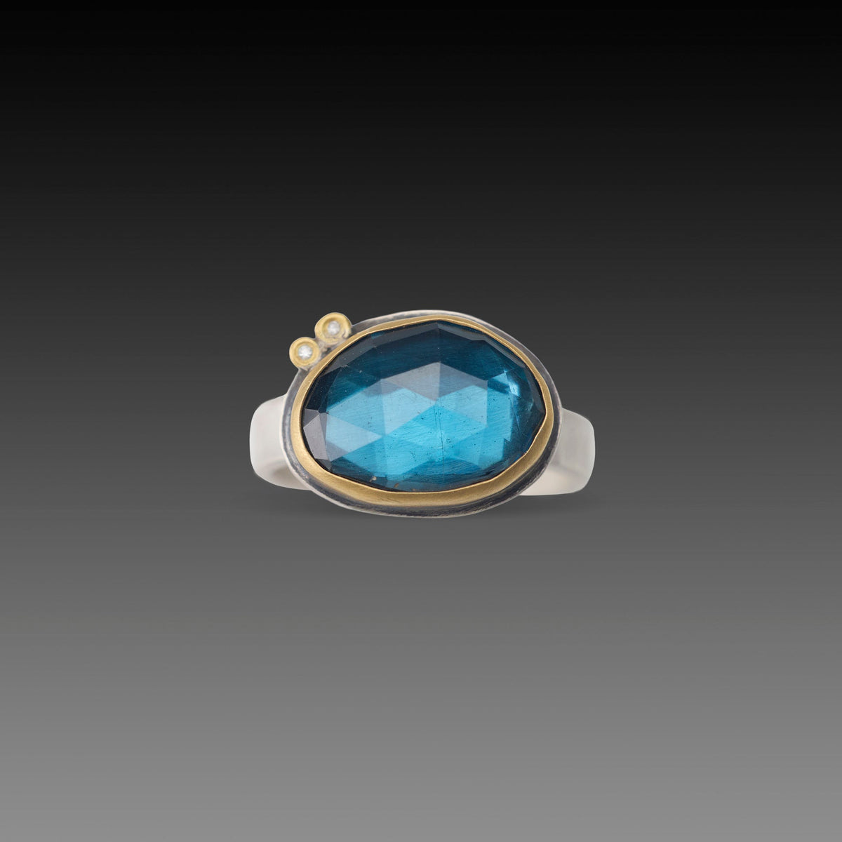 London Blue Topaz Ring with Diamonds
