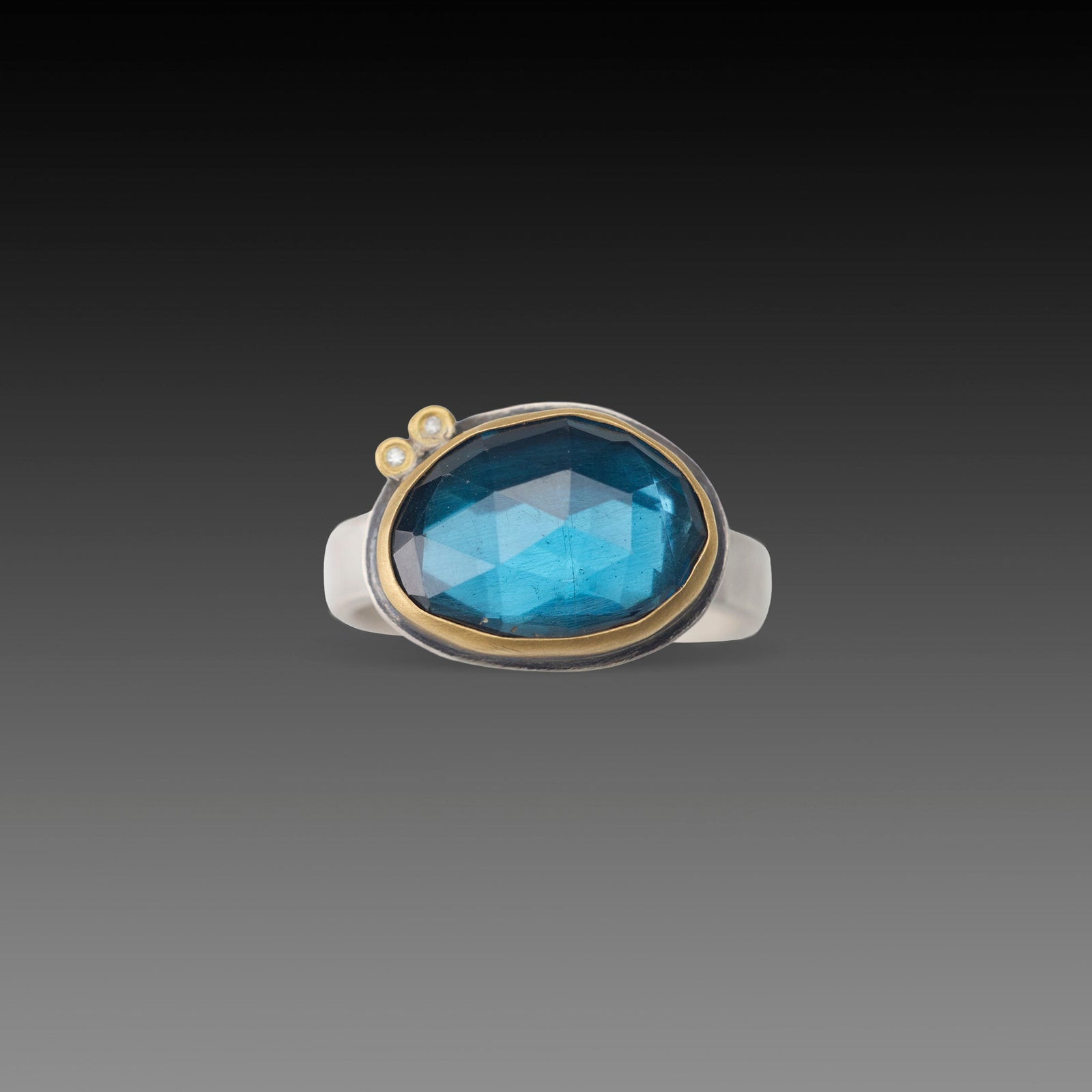 London Blue Topaz Ring with Diamonds