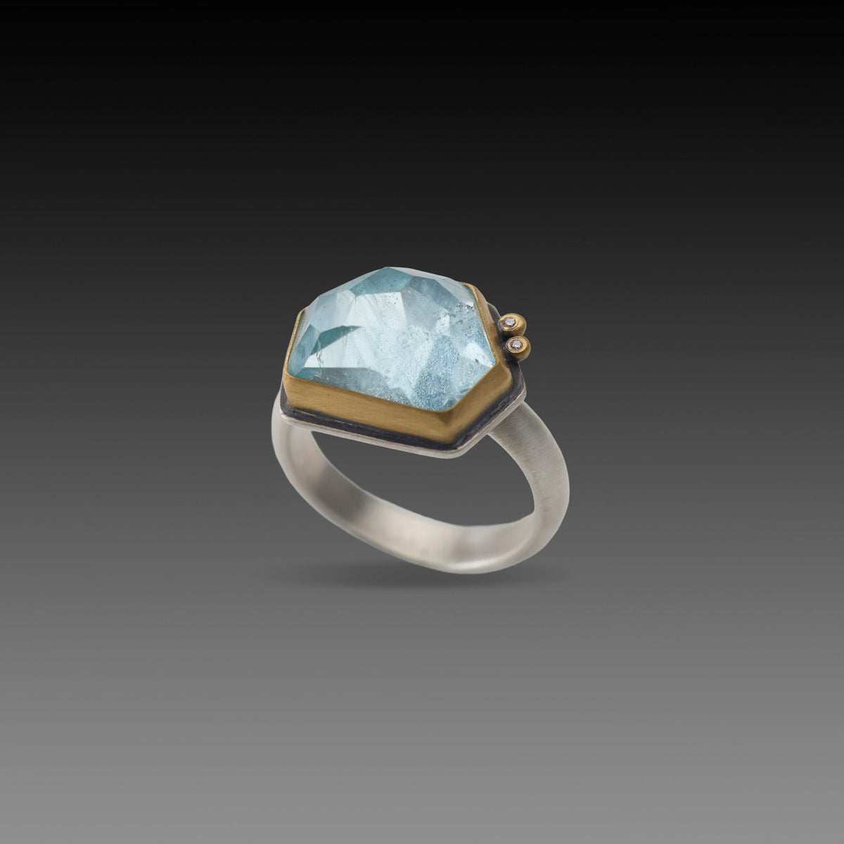 Aquamarine Glacier Ring with Diamonds