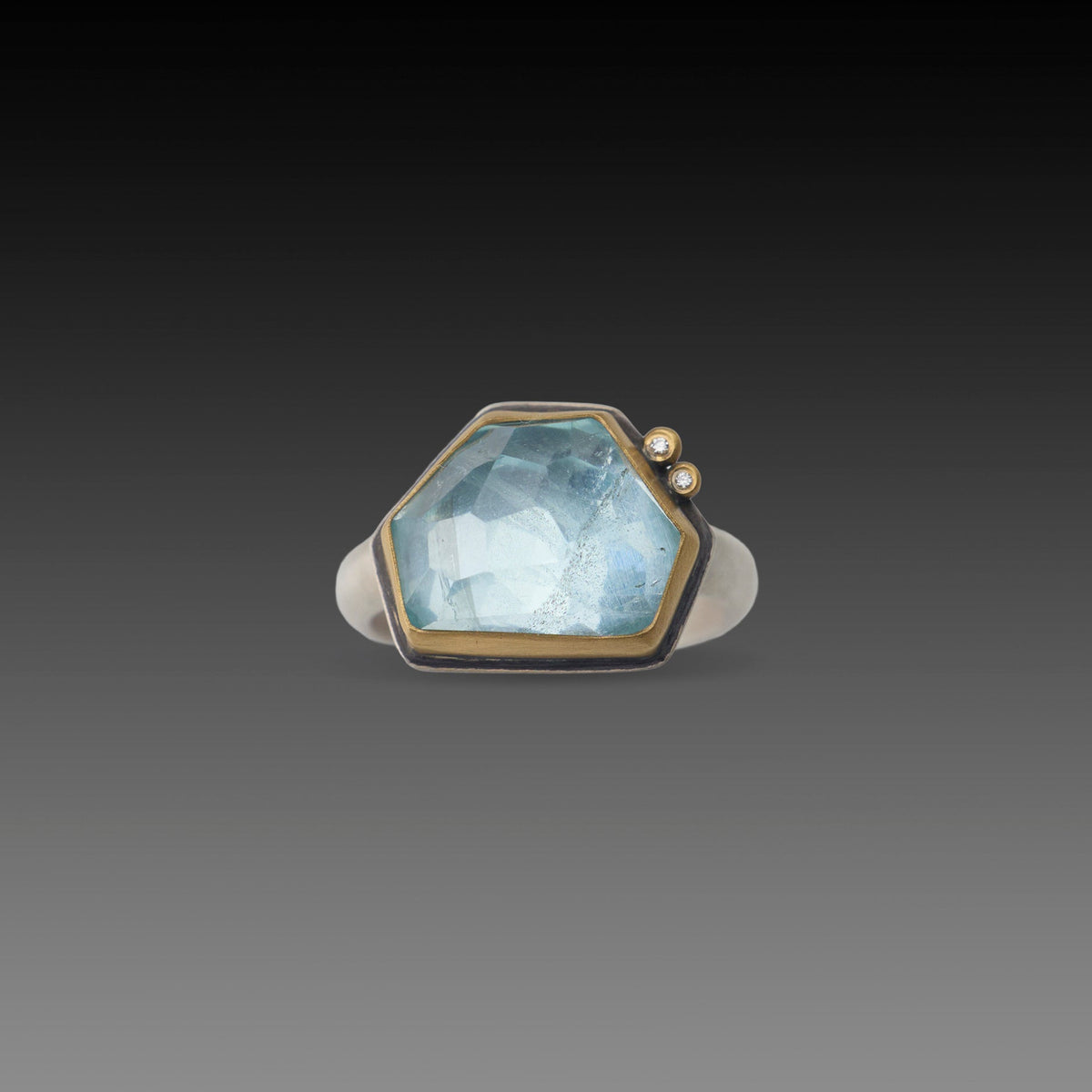 Aquamarine Glacier Ring with Diamonds
