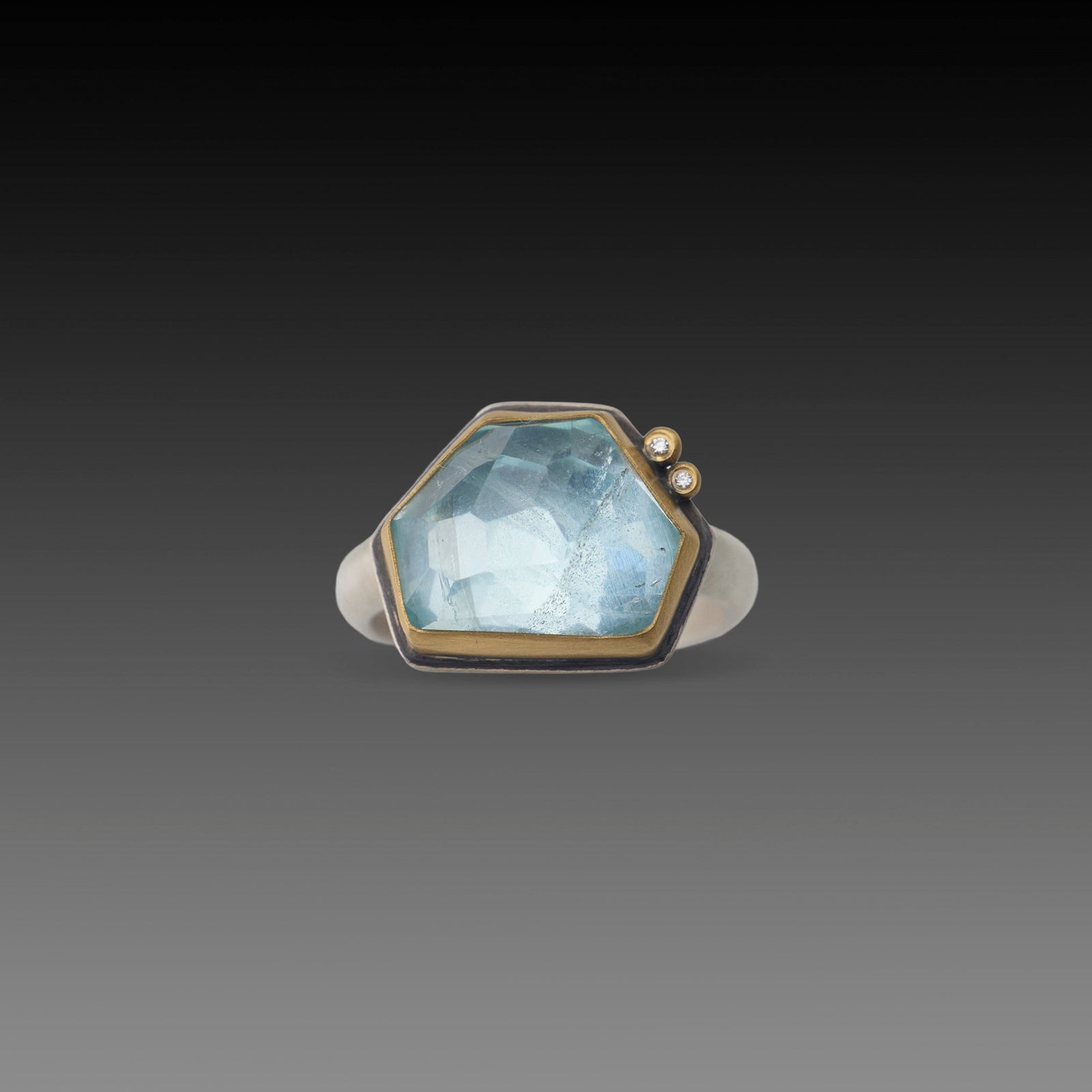Aquamarine Glacier Ring with Diamonds