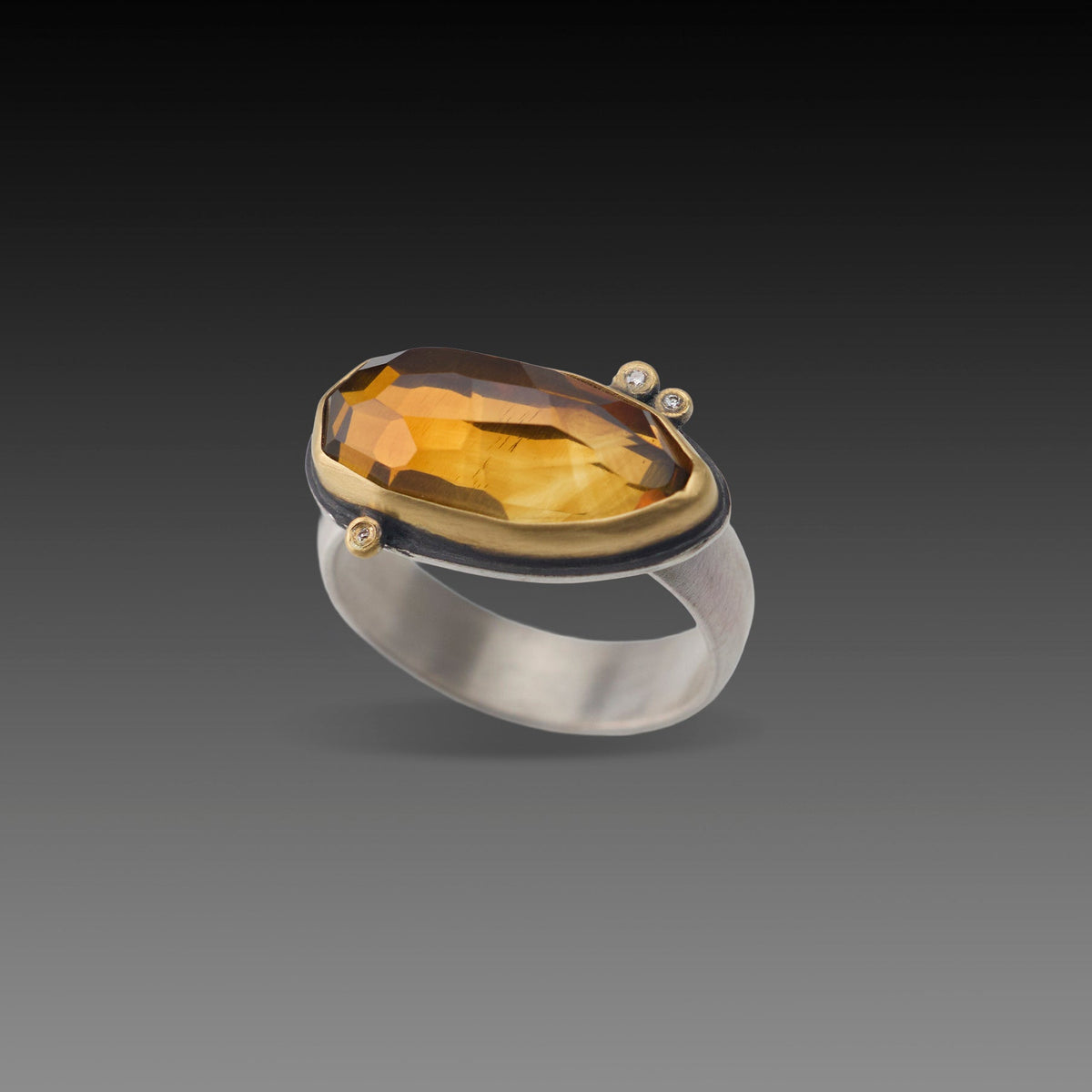 Citrine Honey Ring with Diamonds