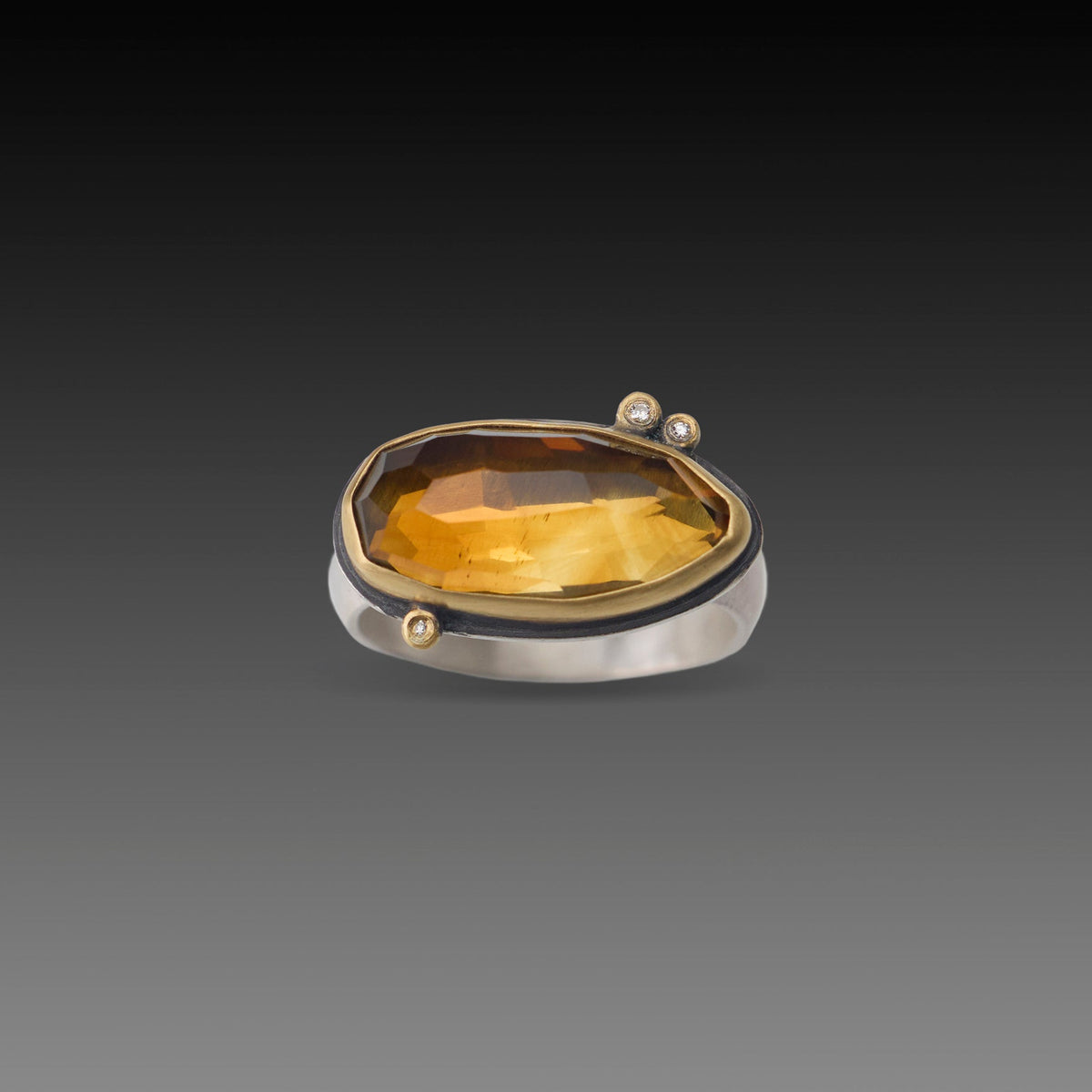 Citrine Honey Ring with Diamonds