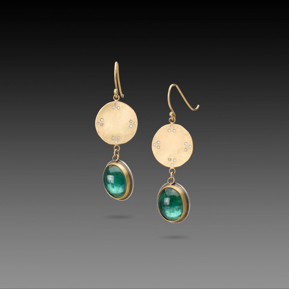 Four Directions Green Tourmaline Earrings