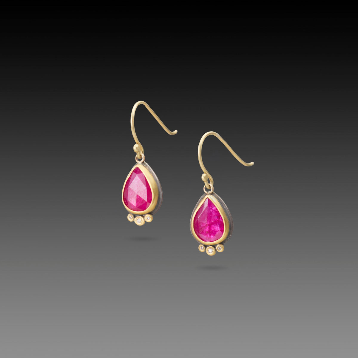 Ruby Teardrop Earrings with Diamonds