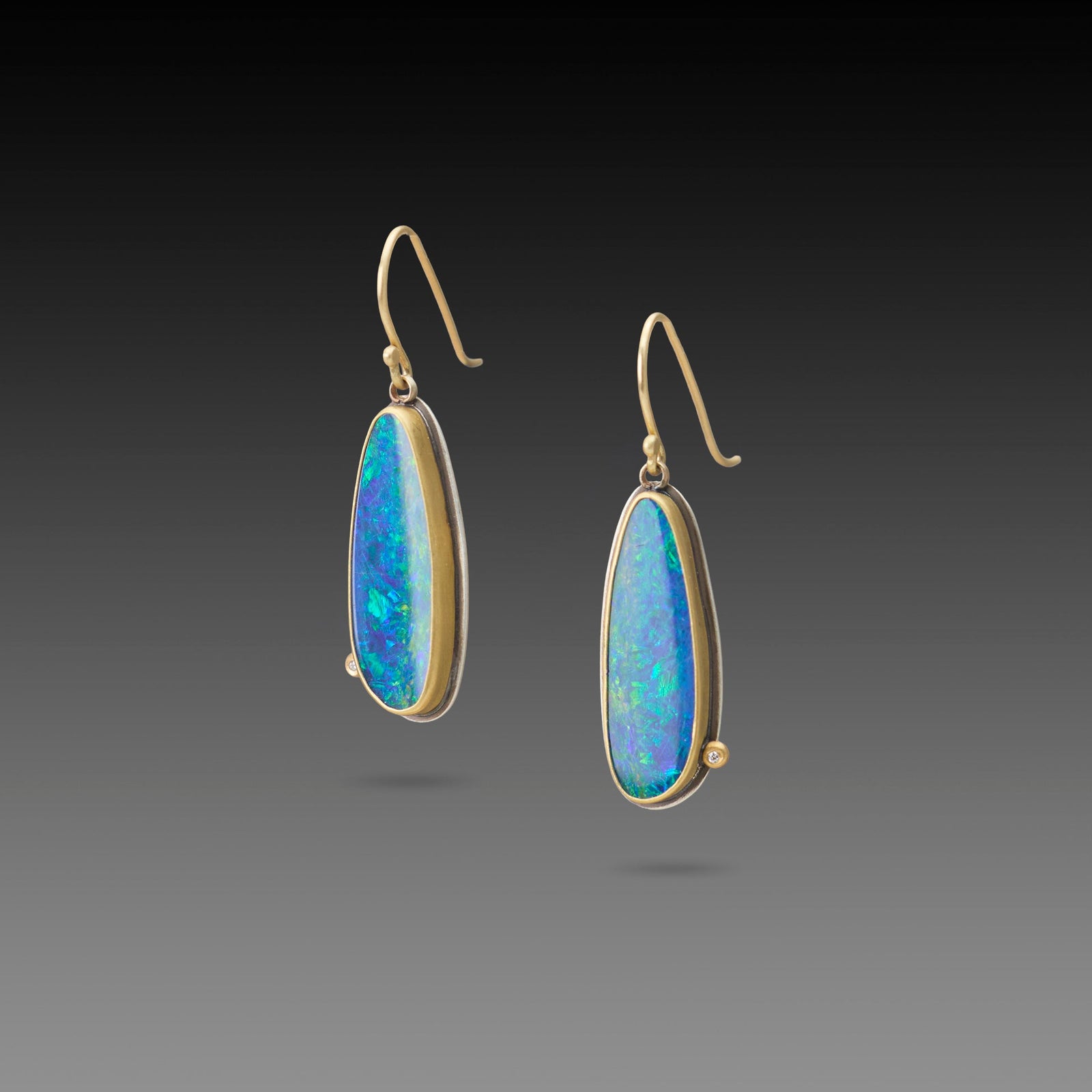 Australian Opal Earrings with Diamonds