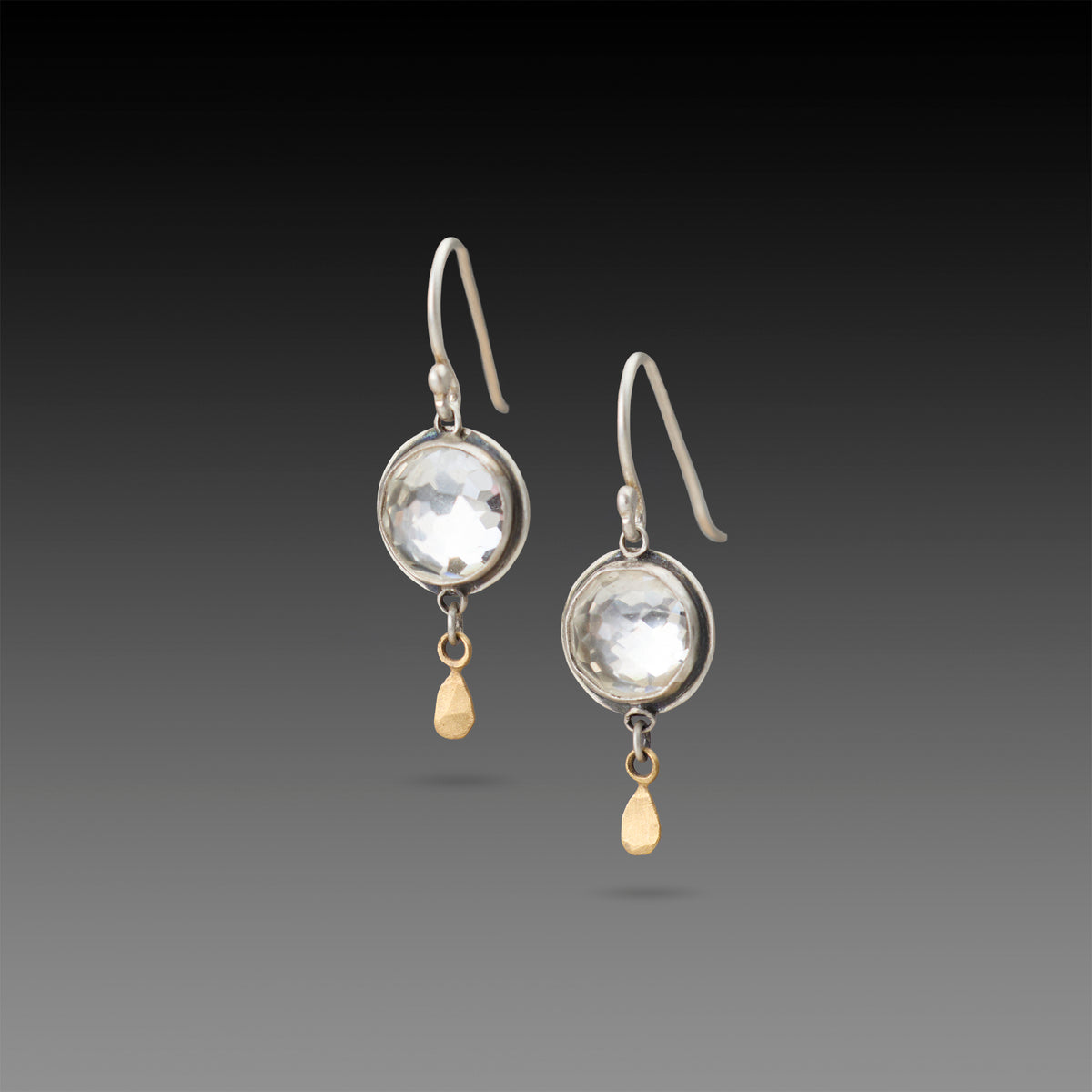 Clear Topaz Earrings with 22k Drops