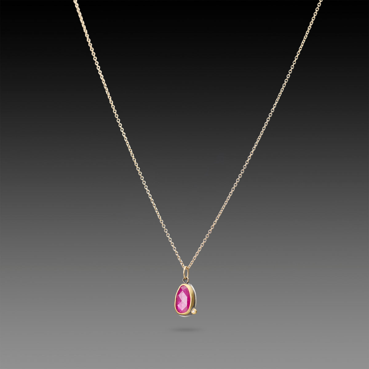 Ruby Raspberry Necklace with Diamond