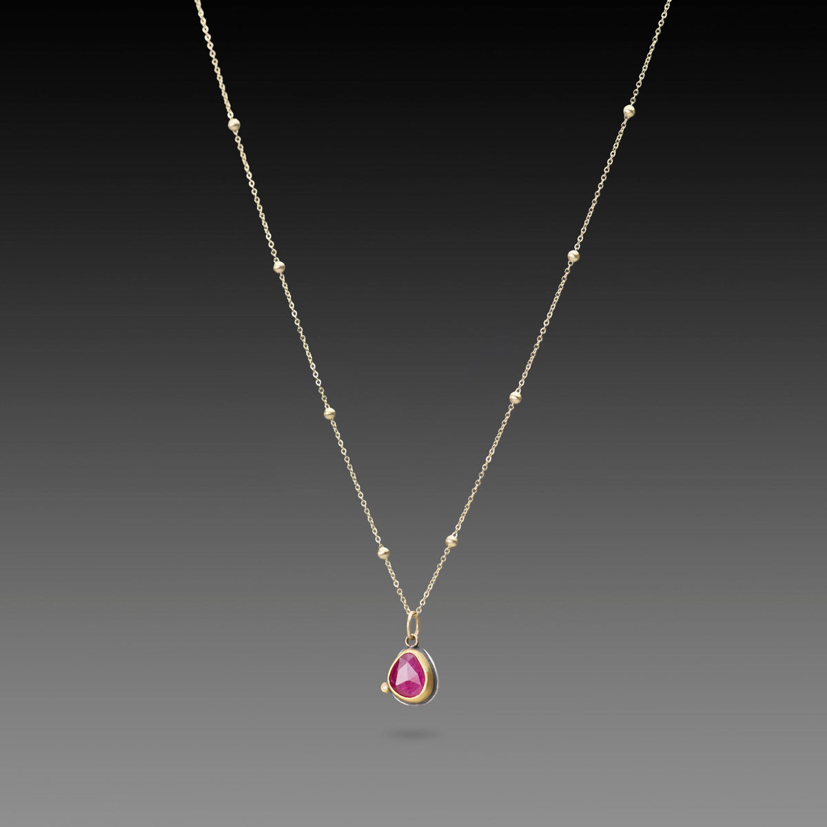 Delicate Ruby Necklace with Diamond